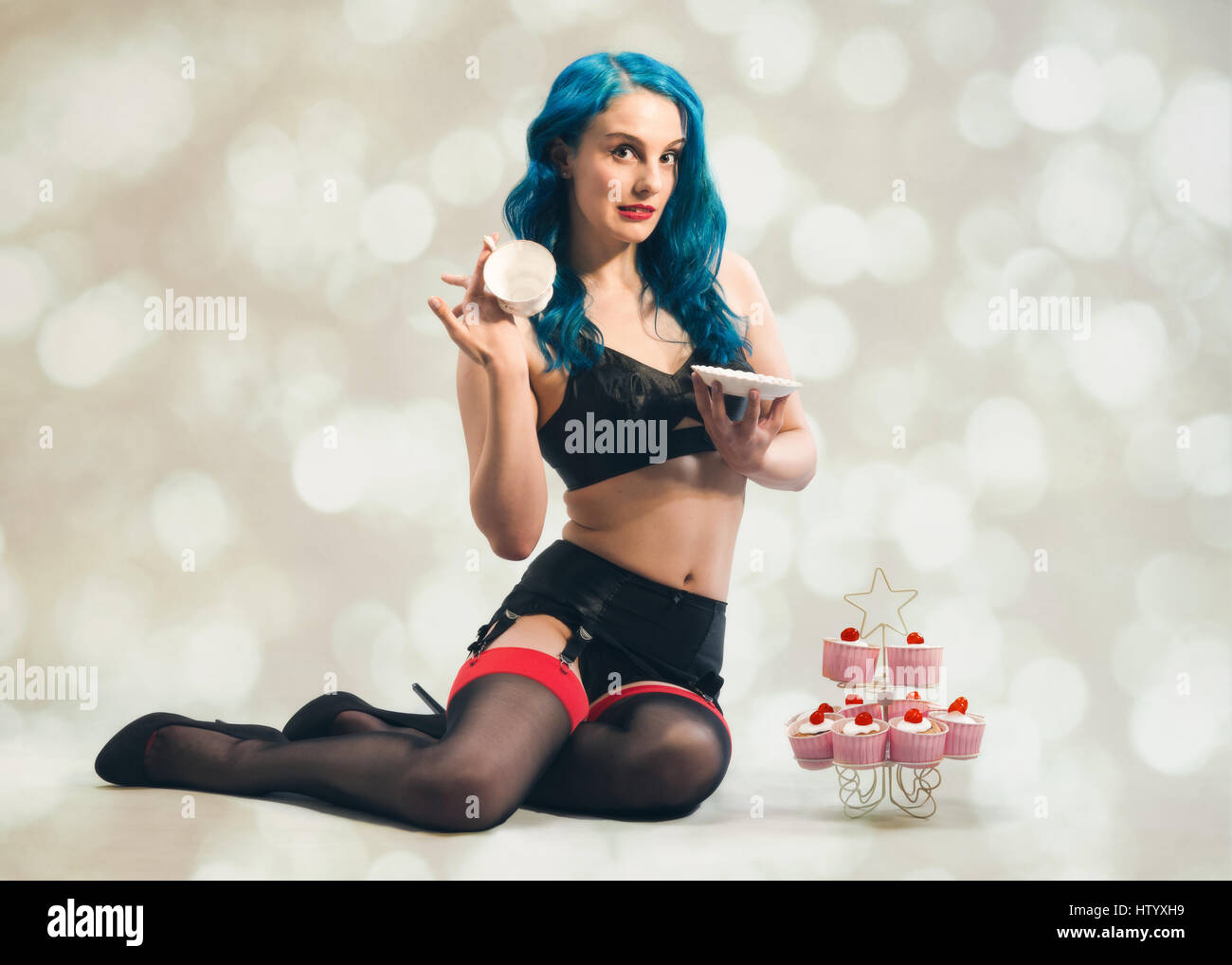 Woman stockings suspenders High 