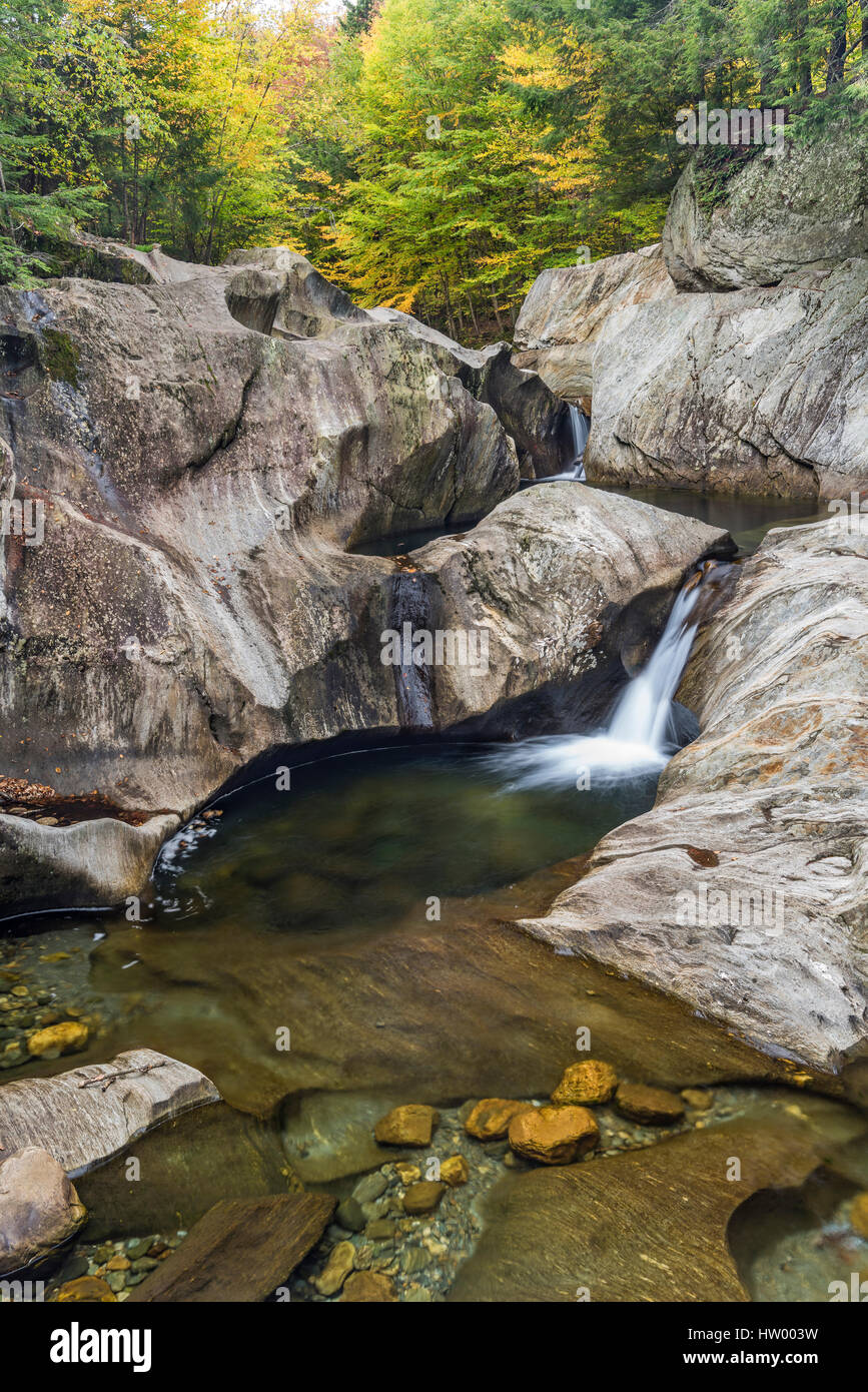 Warren Falls on the Mad River, Green Mountain National Forest, Washington County, Vermont Stock Photo