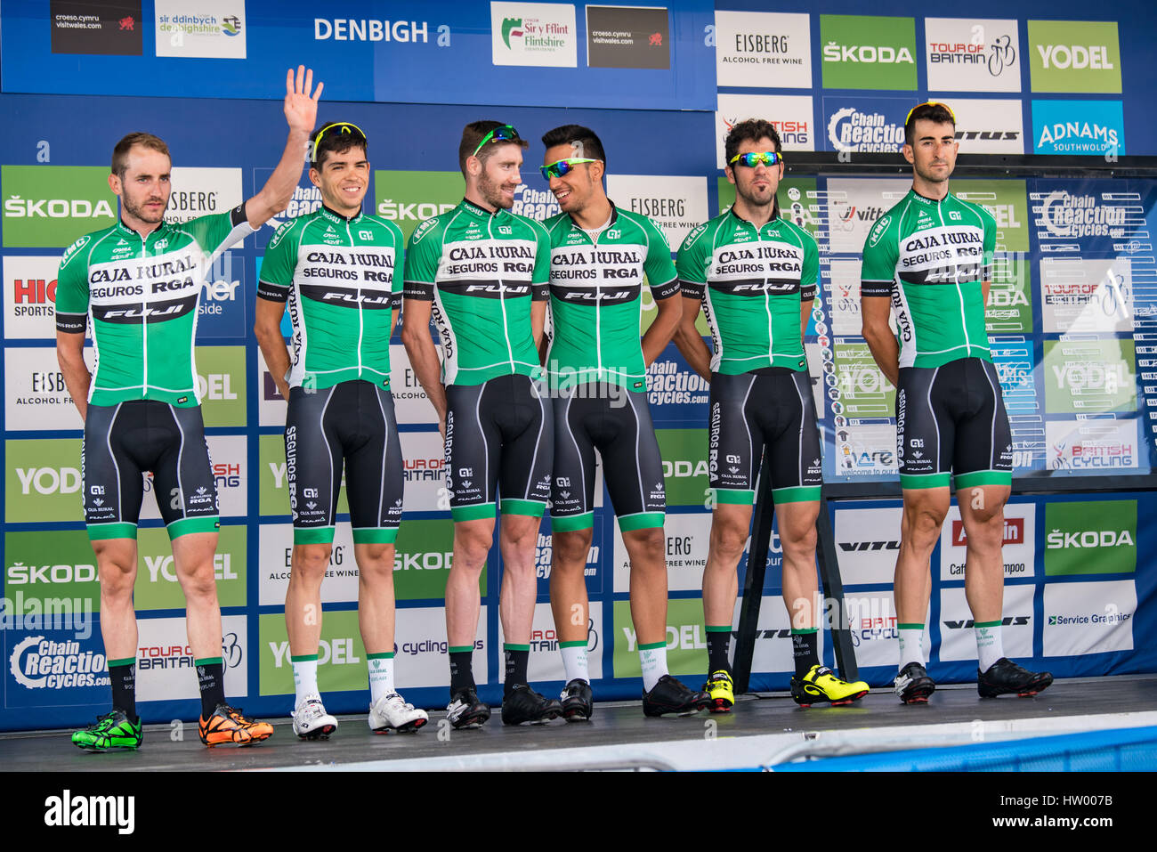 Team Caja Rural Seguros RGA at Stage 4 of the Tour of Britain 2016 in Denbigh Stock Photo