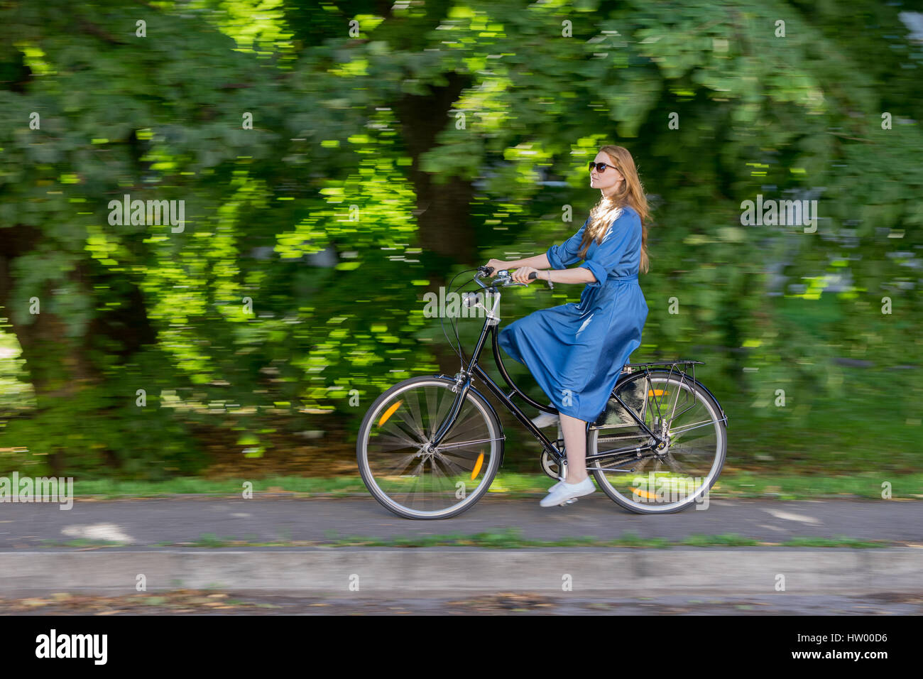 Beautiful young woman and vintage bicycle, summer. Red hair girl Stock  Photo - Alamy