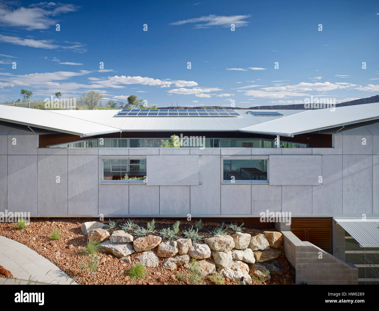 Elevation and landscape. Desert House, Alice Springs, Australia