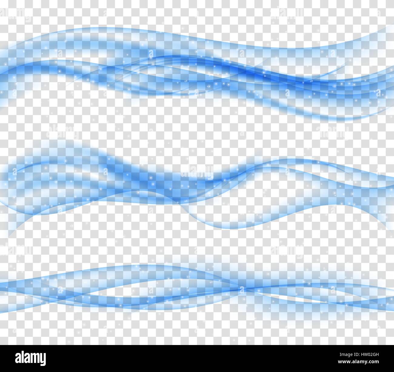 Abstract Blue Wave Set on Transparent Background. Vector Illust Stock ...