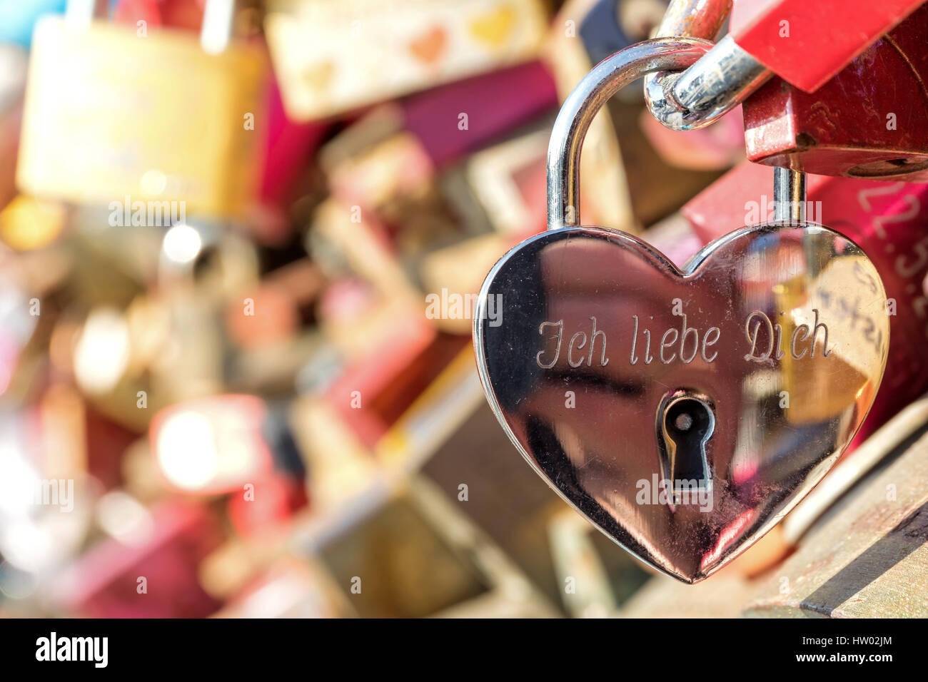 love lock at the Hohenzollern Bridge in Cologne/ Germany Stock Photo