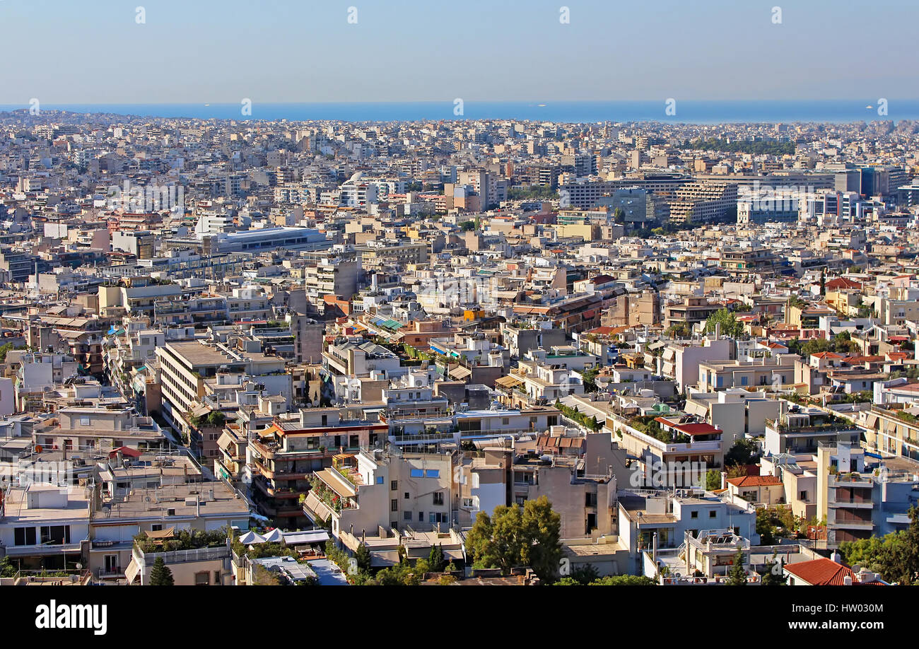 View of Athens city in the morning in Greece Stock Photo