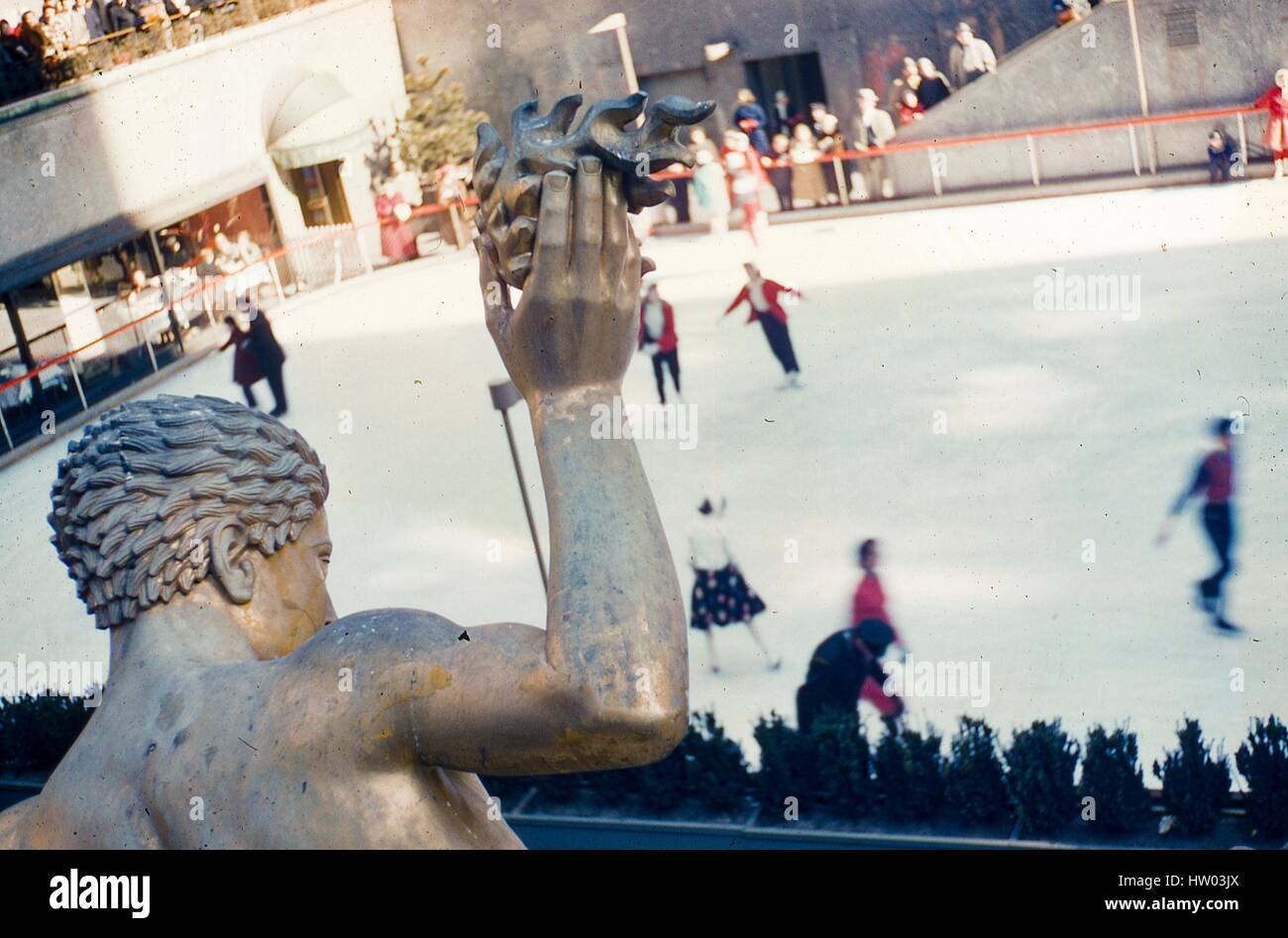 Detailed view from behind Paul Manship's Prometheus statue, in ...