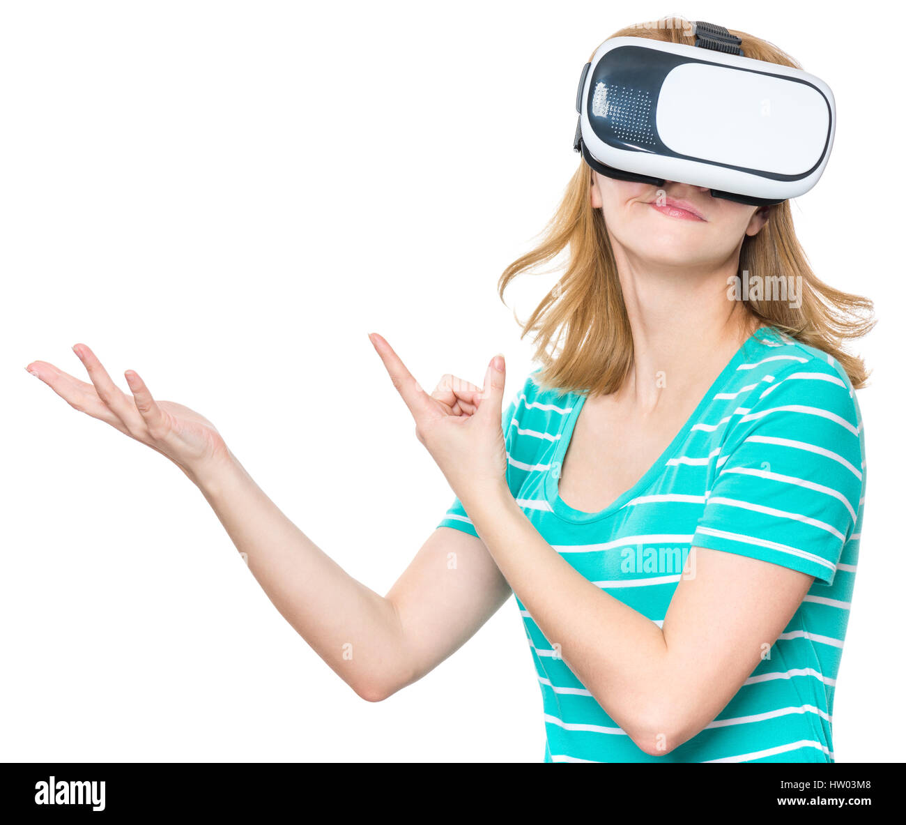 Woman in VR glasses Stock Photo
