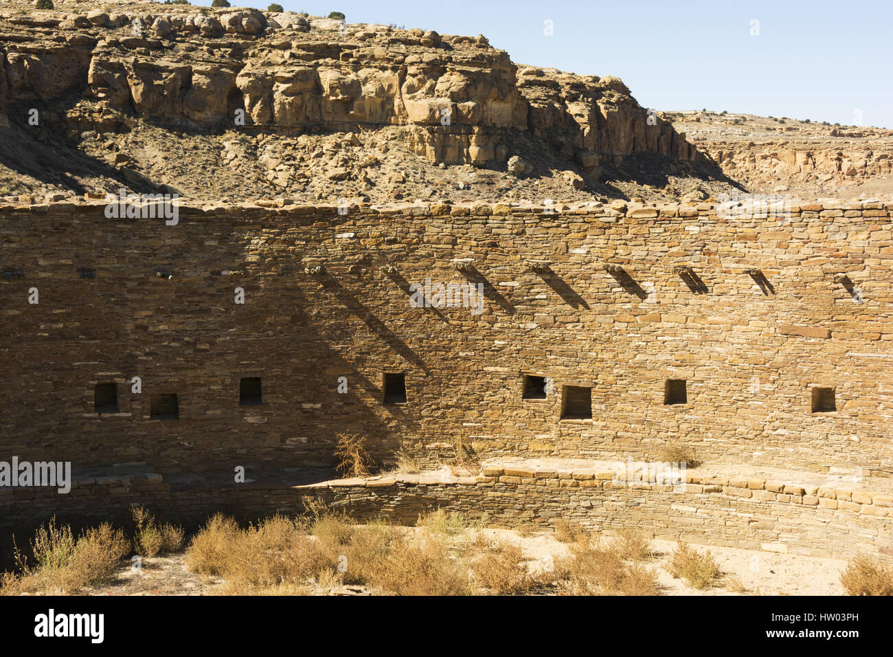 New Mexico, Chaco Culture National Historical Park, Casa Rinconada, Ancestral Puebloan kiva ruins, UNESCO World Heritage Site Stock Photo