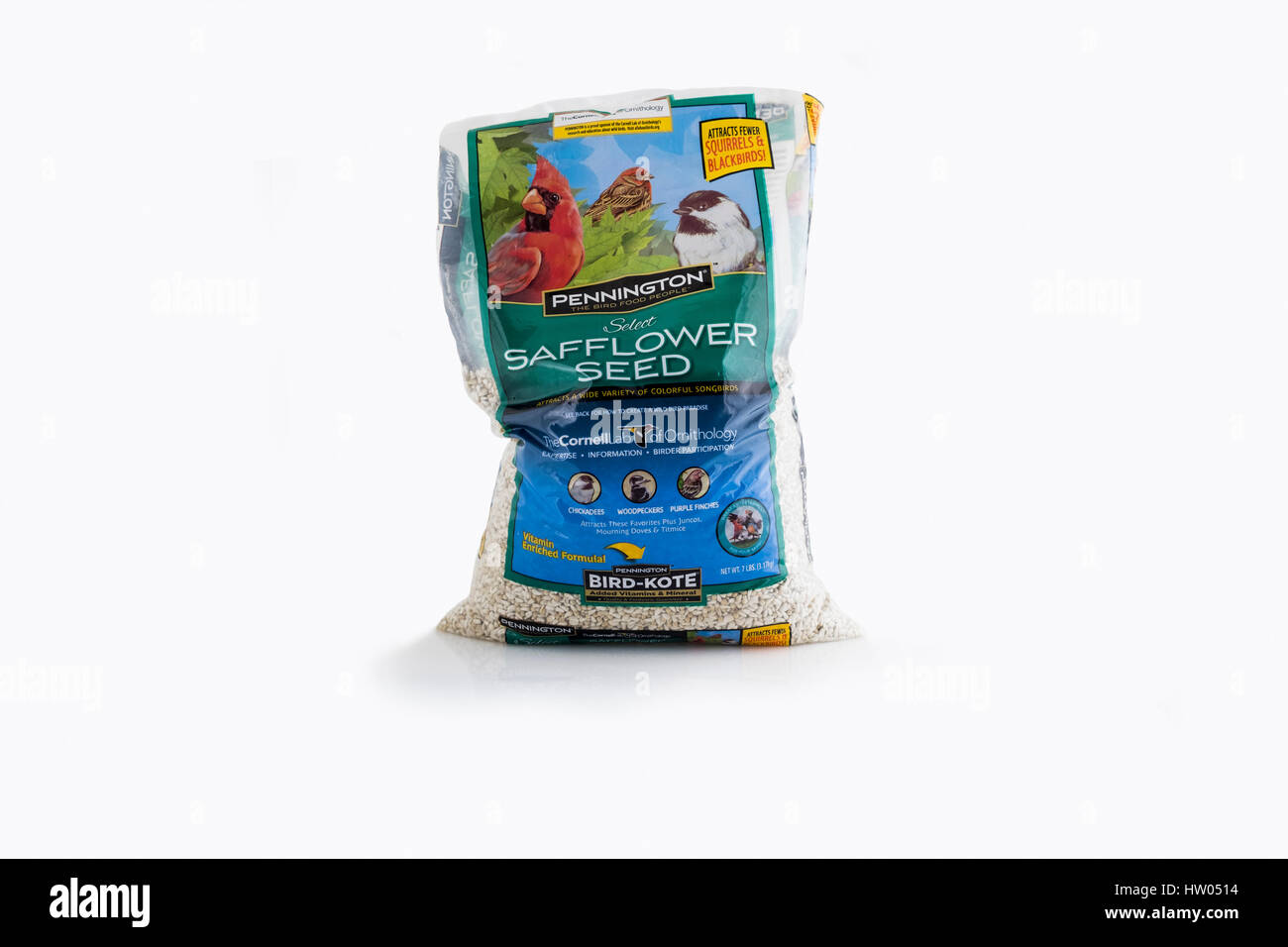 Bag Of Safflower Seed Used To Feed Birds In A Bird Feeder