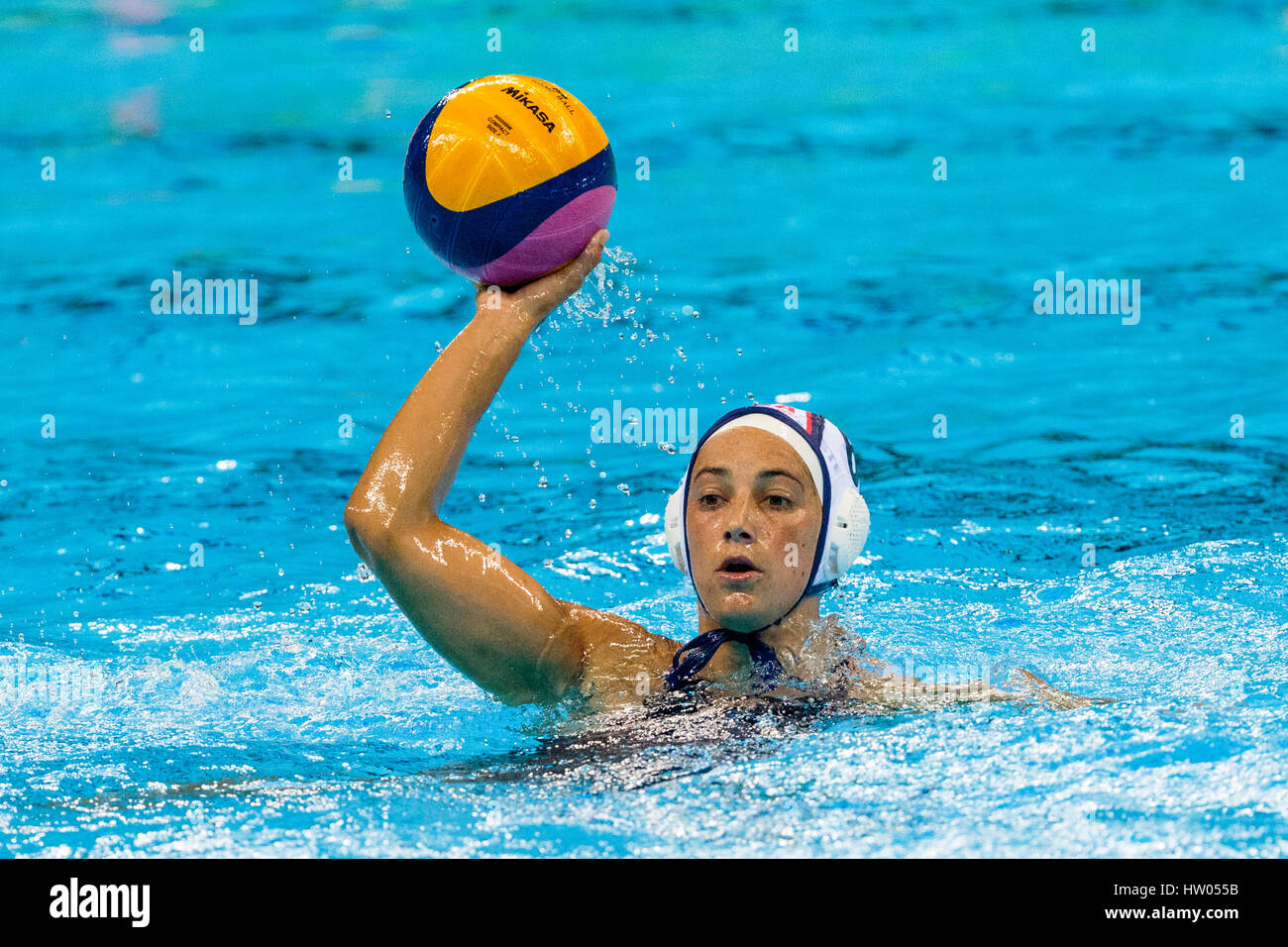Rio de Janeiro, Brazil. 19 August 2016 Maggie Steffens (USA) competes in the women's water polo gold medal match vs. Italy at the 2016 Olympic Summer Stock Photo
