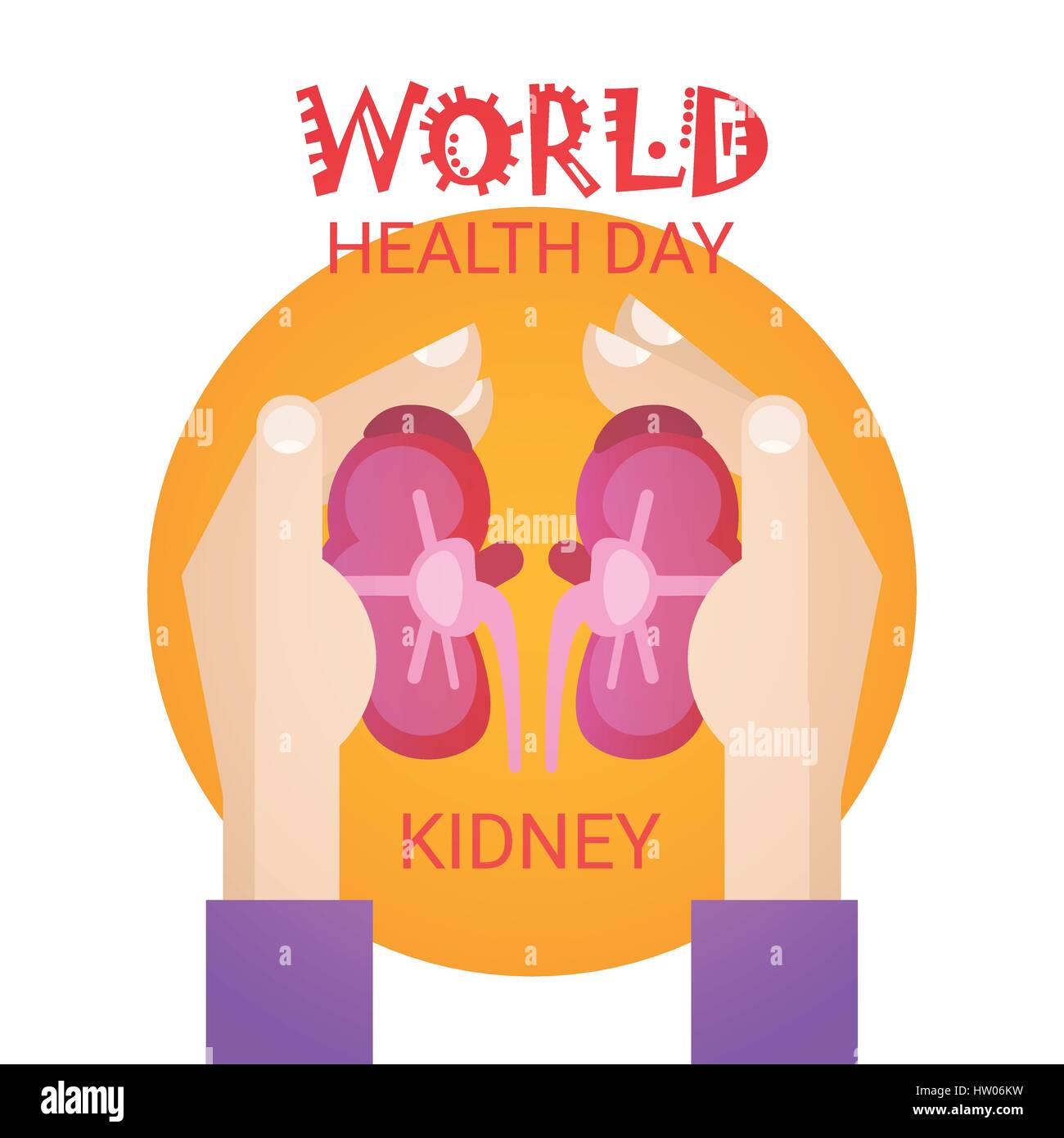 Hand Hold Kidney Health World Day Global Holiday Banner Greeting Card Stock Vector