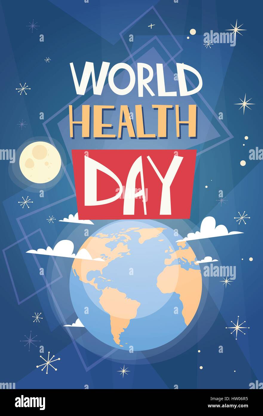 Earth Planet Health World Day Global Holiday Banner Stock Vector