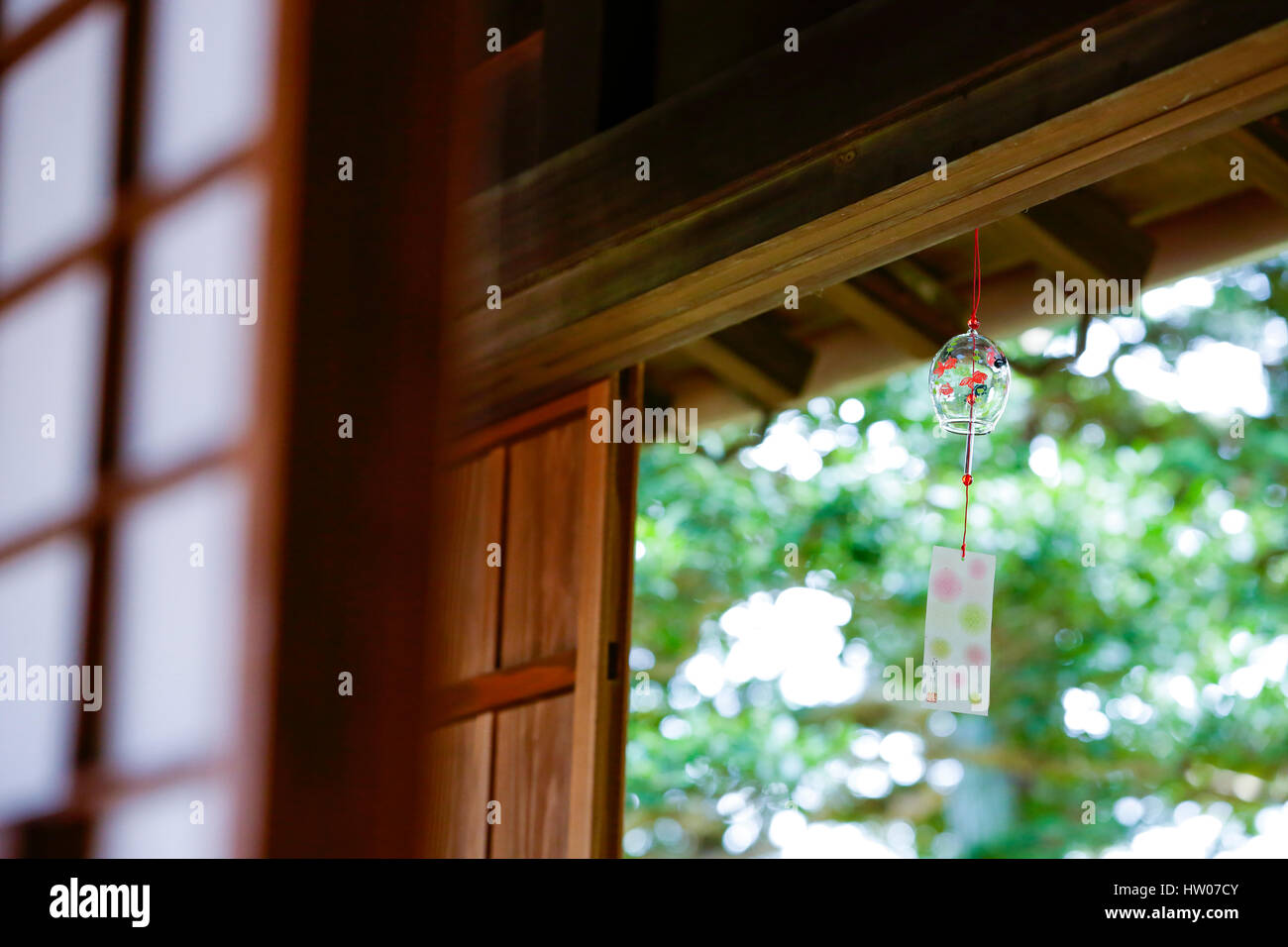 Wind chime in traditional Japanese house Stock Photo