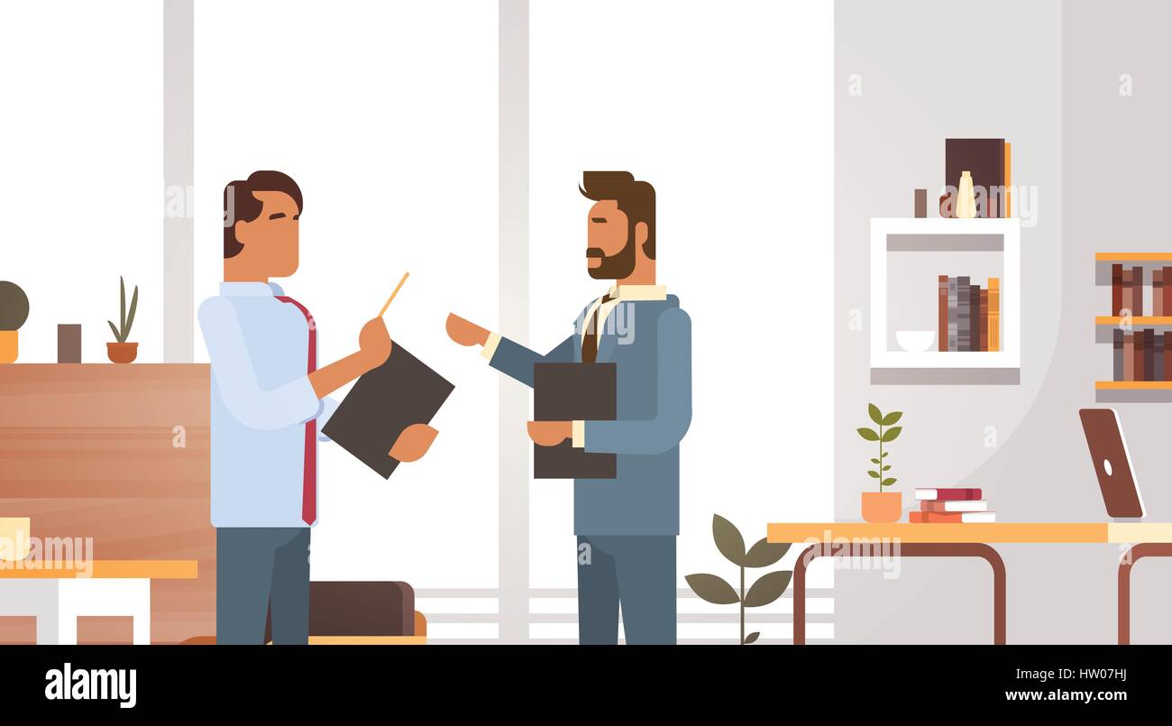 Business Man Group Meeting Discussing Office Businesspeople Working Stock Vector