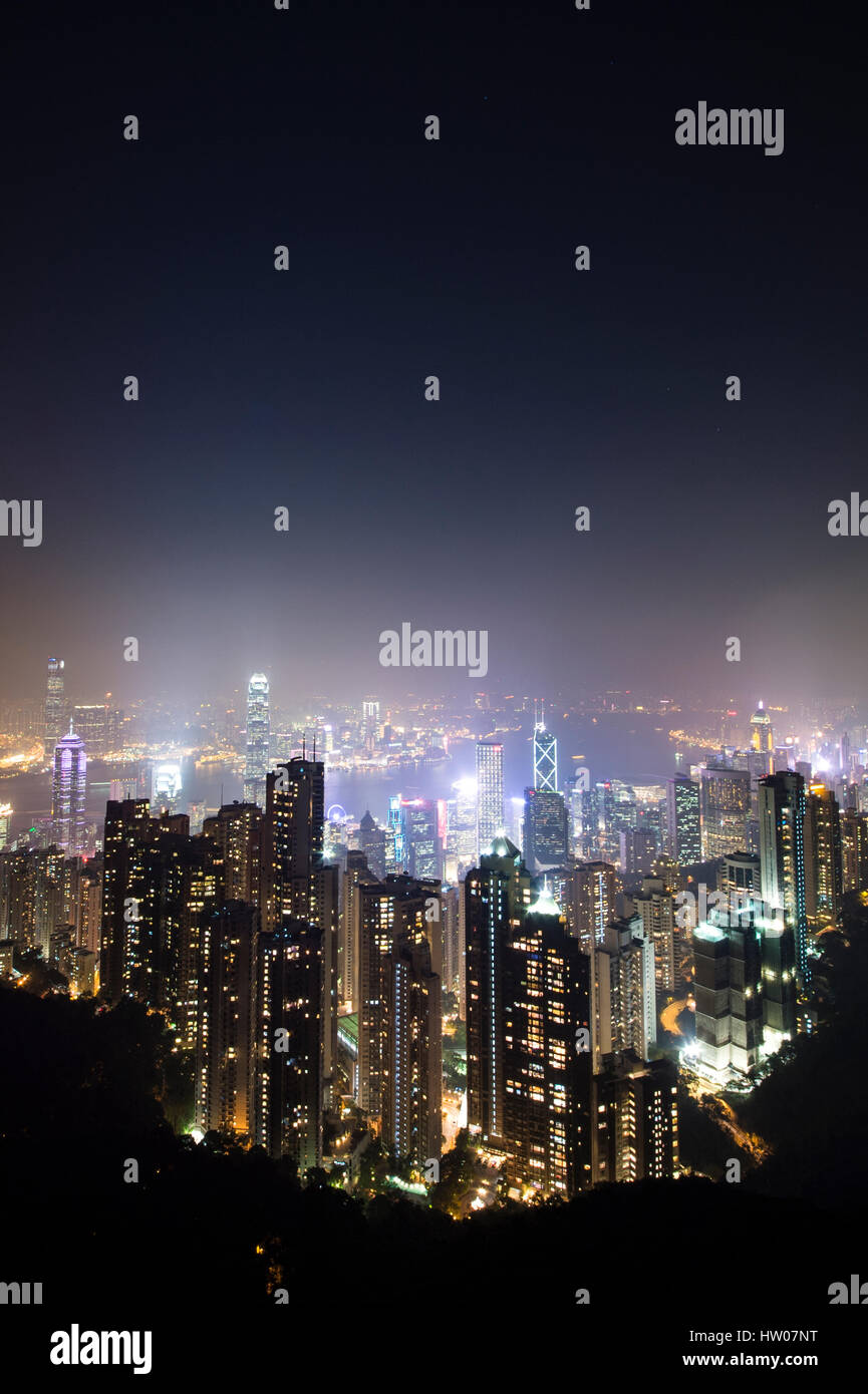 Night blur view from Victoria Peak in Hong Kong Stock Photo - Alamy