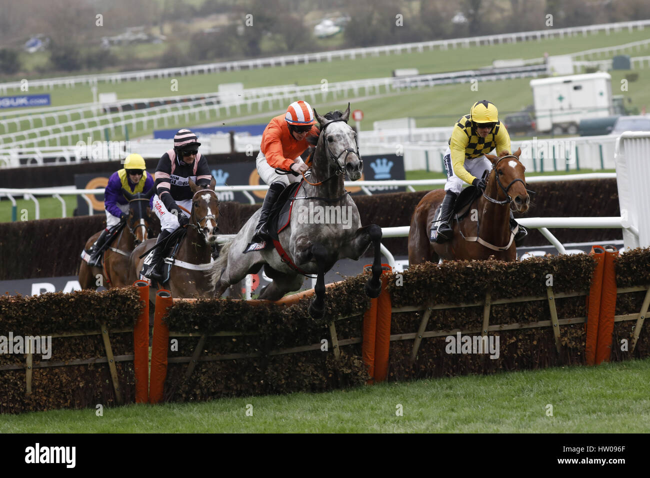 Cheltenham, UK. 14th March 2017. Labaik ridden by Jack Kennedy wins the Sky Bet Supreme Novices Hurdle Grade 1 at Cheltenham-Cheltenham-Racecourse/Great Britain. Second place: Melon ridden by Ruby Walsh.  Credit: dpa picture alliance/Alamy Live News Stock Photo