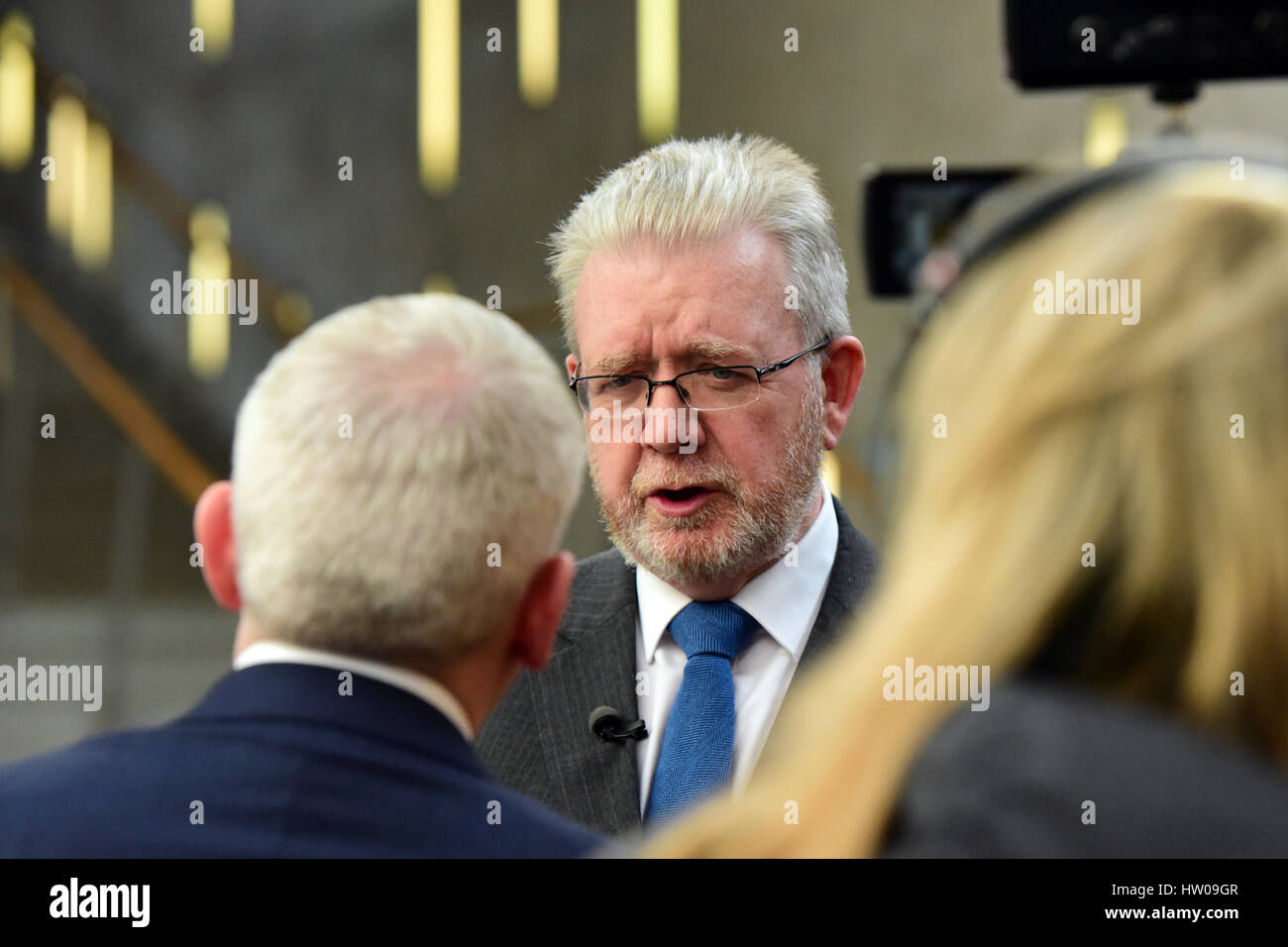 Edinburgh, Scotland, UK. 14th March 2017. Scottish Brexit minister Michael Russell gives an interview in the Scottish Parliament on the day after First Minister Nicola Sturgeon announced she will seek approval to hold another referendum on Scottish independence, citing the UK Government's supposed reluctance to make a separate case for Scotland in Brexit negotiations, Credit: Ken Jack/Alamy Live News Stock Photo