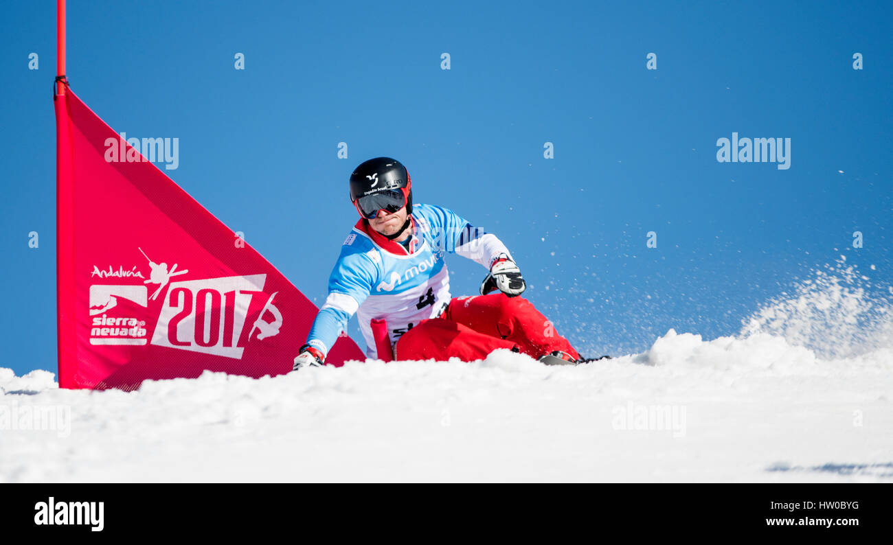 Sierra Nevada, Spain. 14th Mar, 2017. Nevin Galmarini (Switzerland) during the Men's Parallel Slalom of FIS World Snowboard Championships on March 14, 2016 in Sierra Nevada, Spain. Credit: David Gato/Alamy Live News Stock Photo
