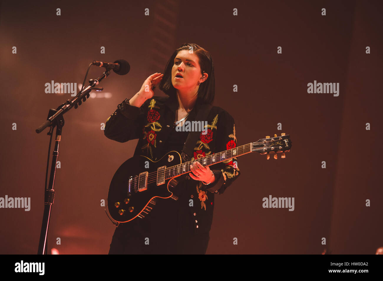 London, UK. March 15, 2017 - Romy Madley Croft, of the British band The XX, performs at the Brixton O2 Academy on the final night of the band's 7 day residency at the venue in London, 2017 Credit: Myles Wright/ZUMA Wire/Alamy Live News Stock Photo
