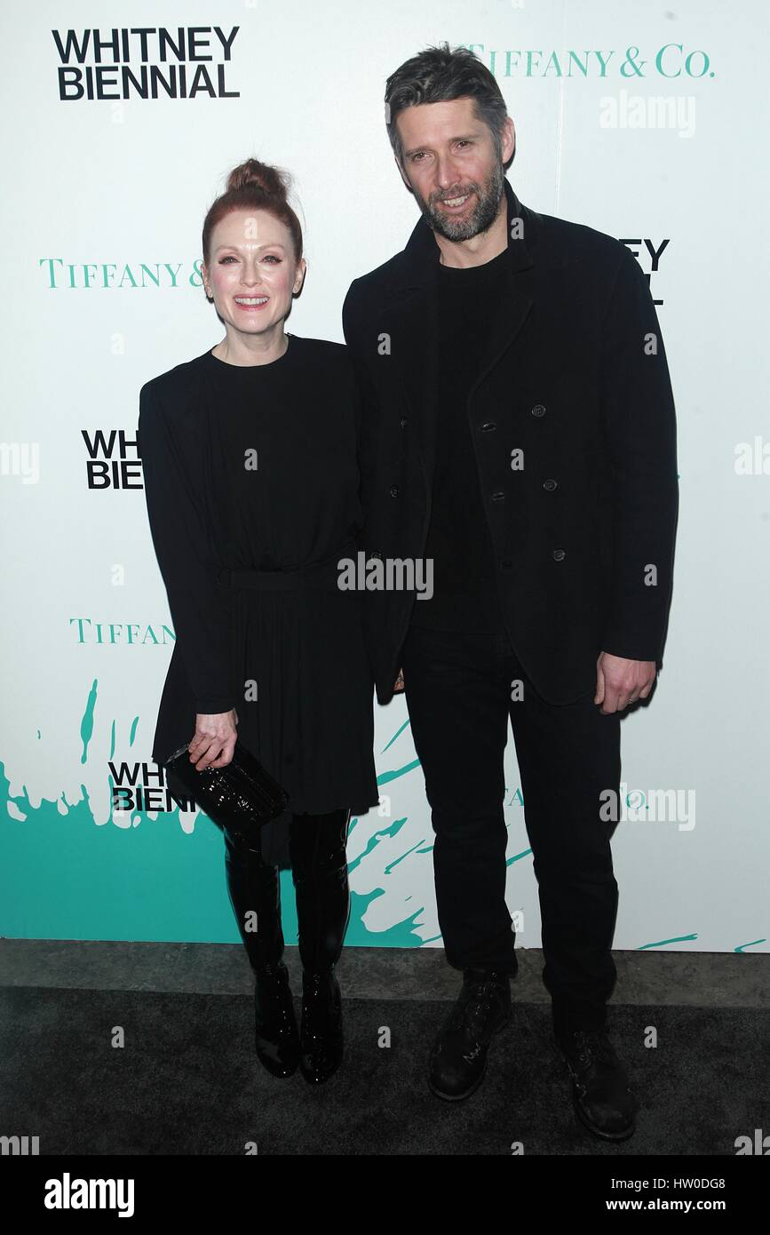 New York, NY, USA 15th Mar, 2017 Julianne Moore and Bart Freundlich at the VIP preview of the 2017 Whitney Biennial presented by Tiffany & Co at the Whitney Museum of American Art on March 15, 2017 in New York City Stock Photo