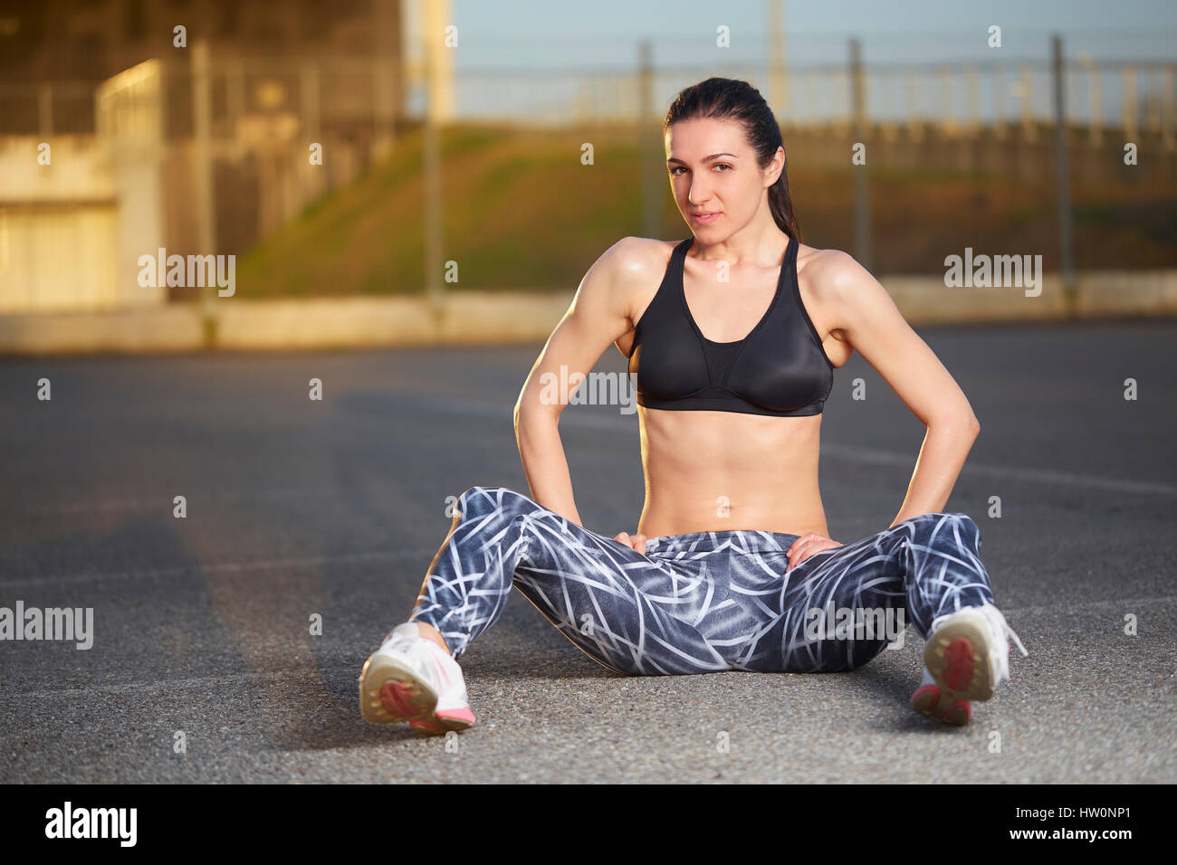 Image of young attractive sport woman exercising Stock Photo - Alamy