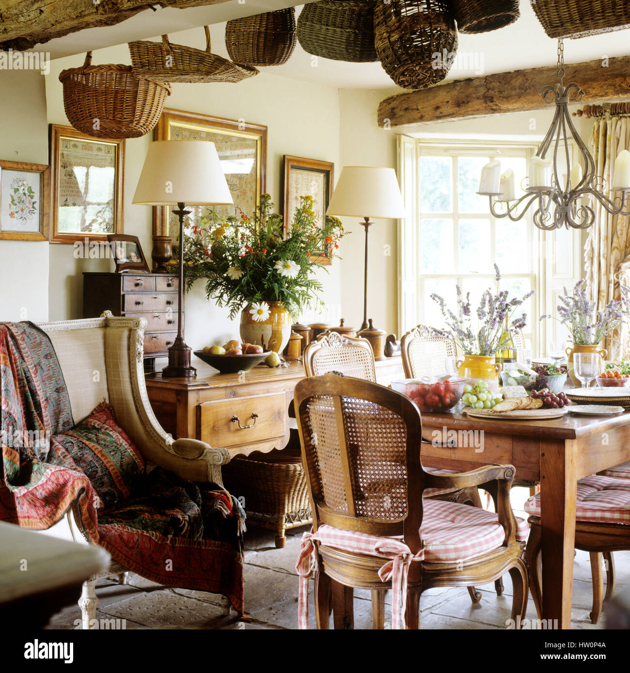 Rustic style dining room Stock Photo Alamy