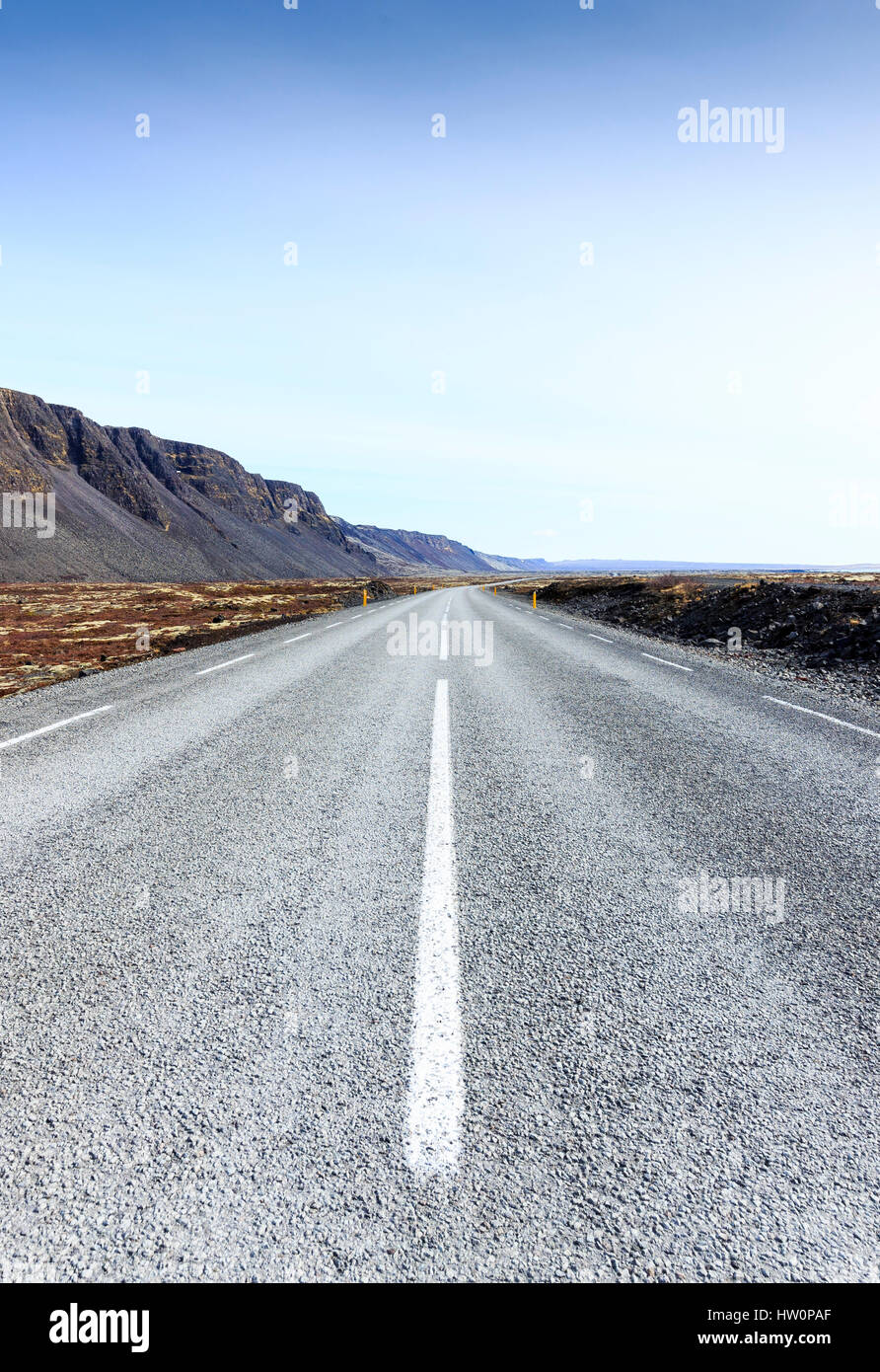 Empty road, Reykjanes Peninsula, Iceland Stock Photo