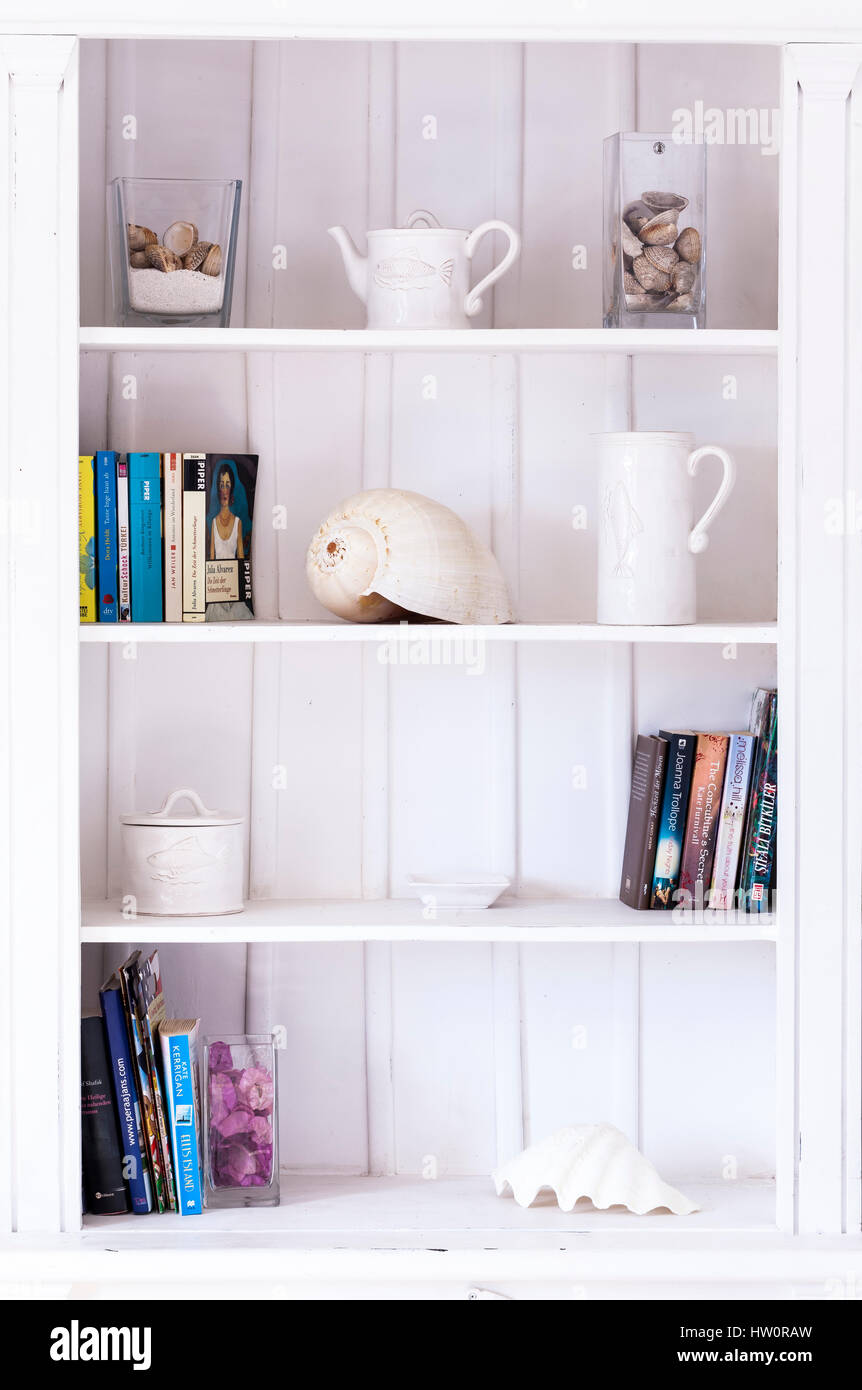 White Greek Shabby Chic Bookshelves Stock Photo 135857313 Alamy