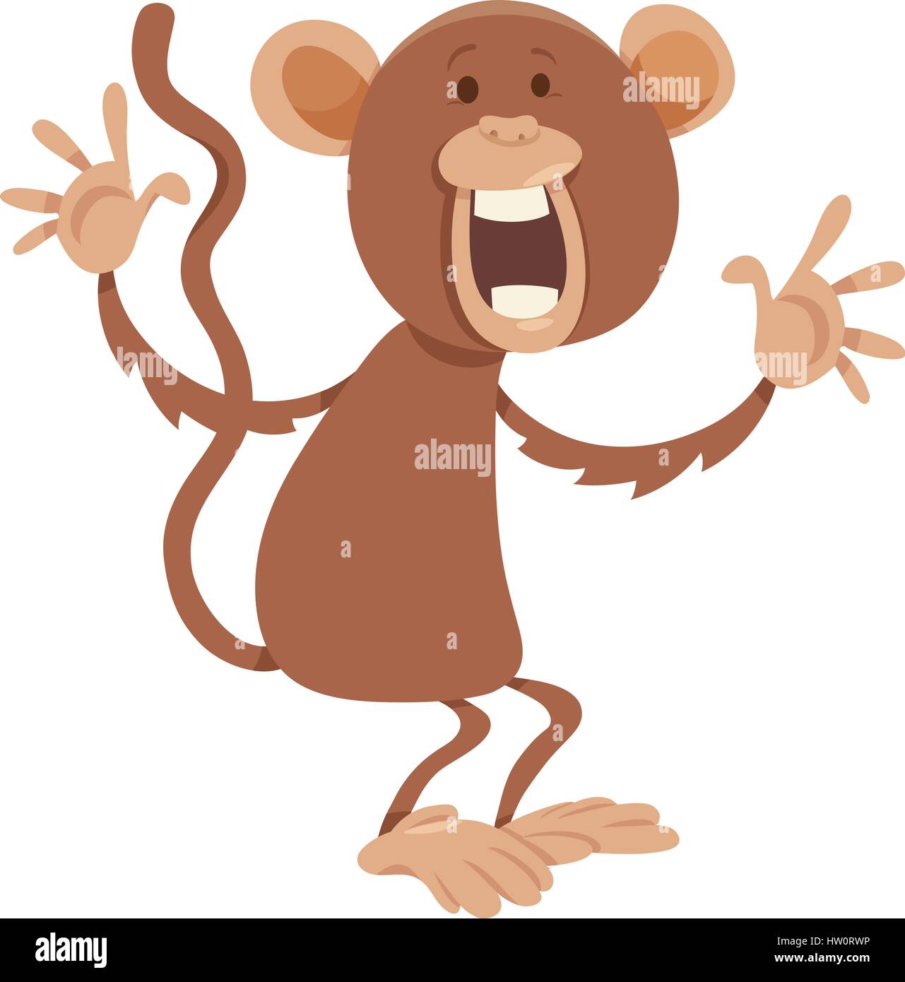 Cartoon Illustration of Funny Monkey Animal Character Stock Vector ...
