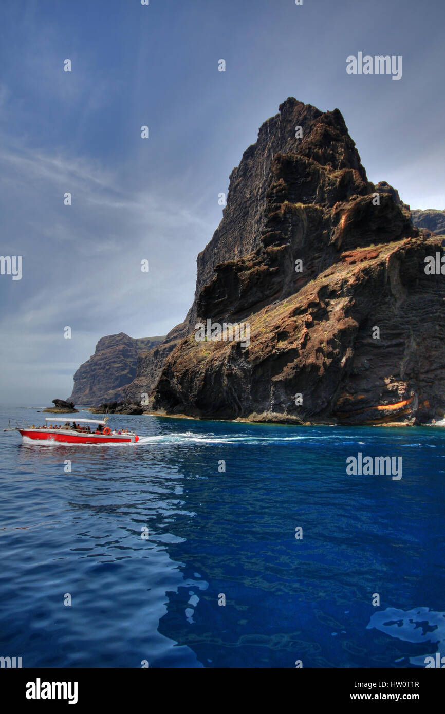 Los Gigantes in Tenerife, picture was taken from yacht. Stock Photo