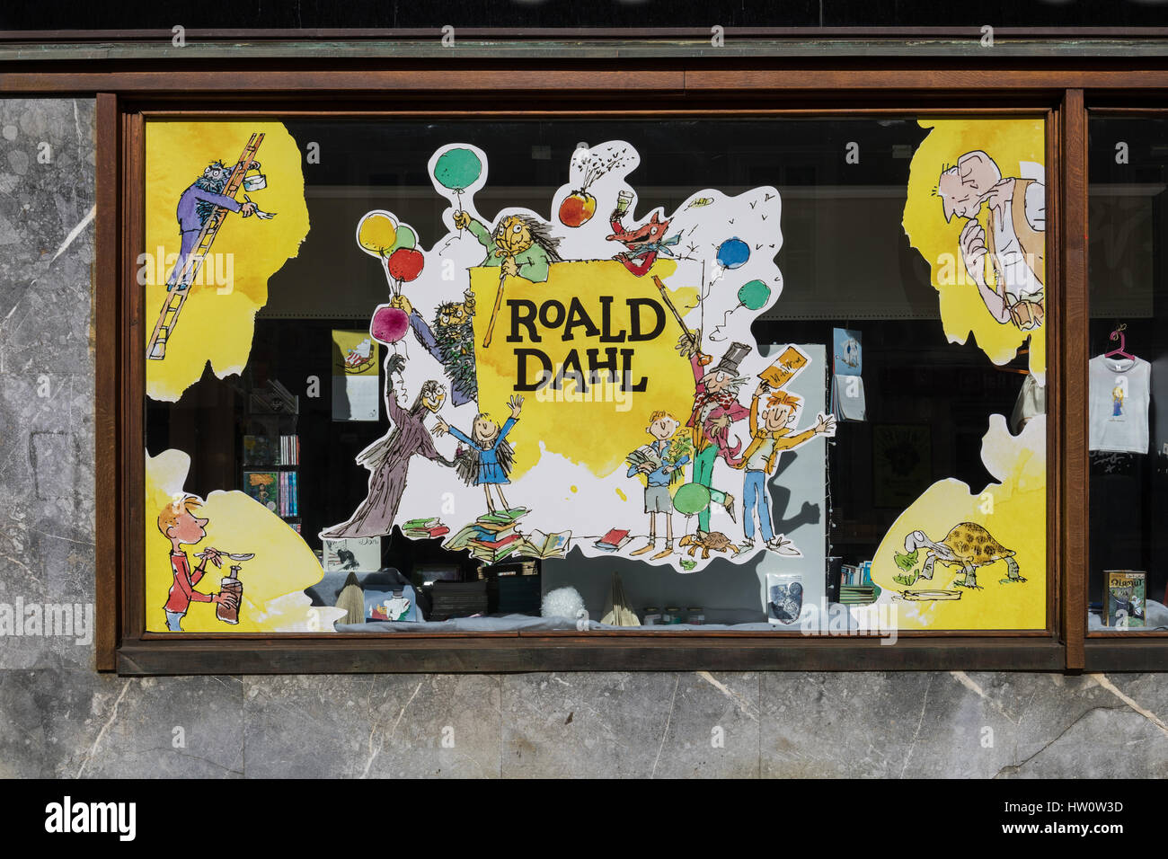 Bookstore featuring Roald Dahl's children's works Stock Photo