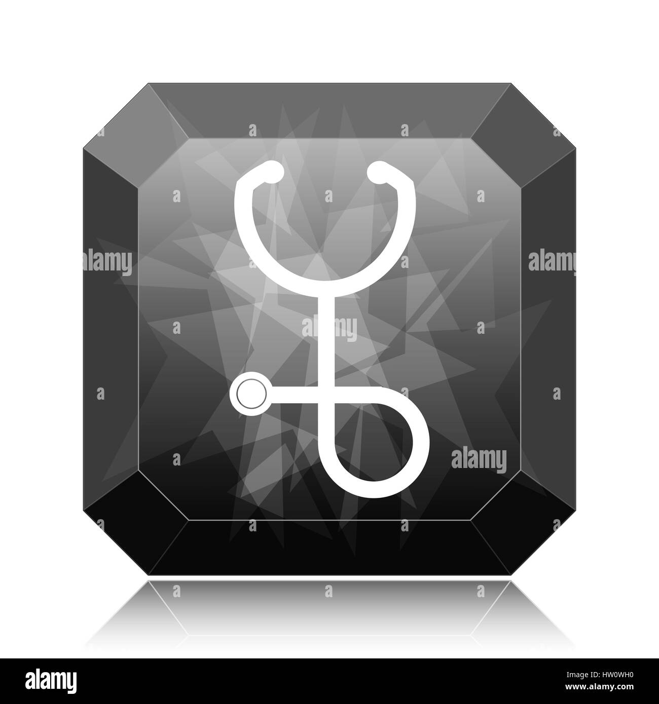 Stethoscope icon, black website button on white background Stock Photo ...
