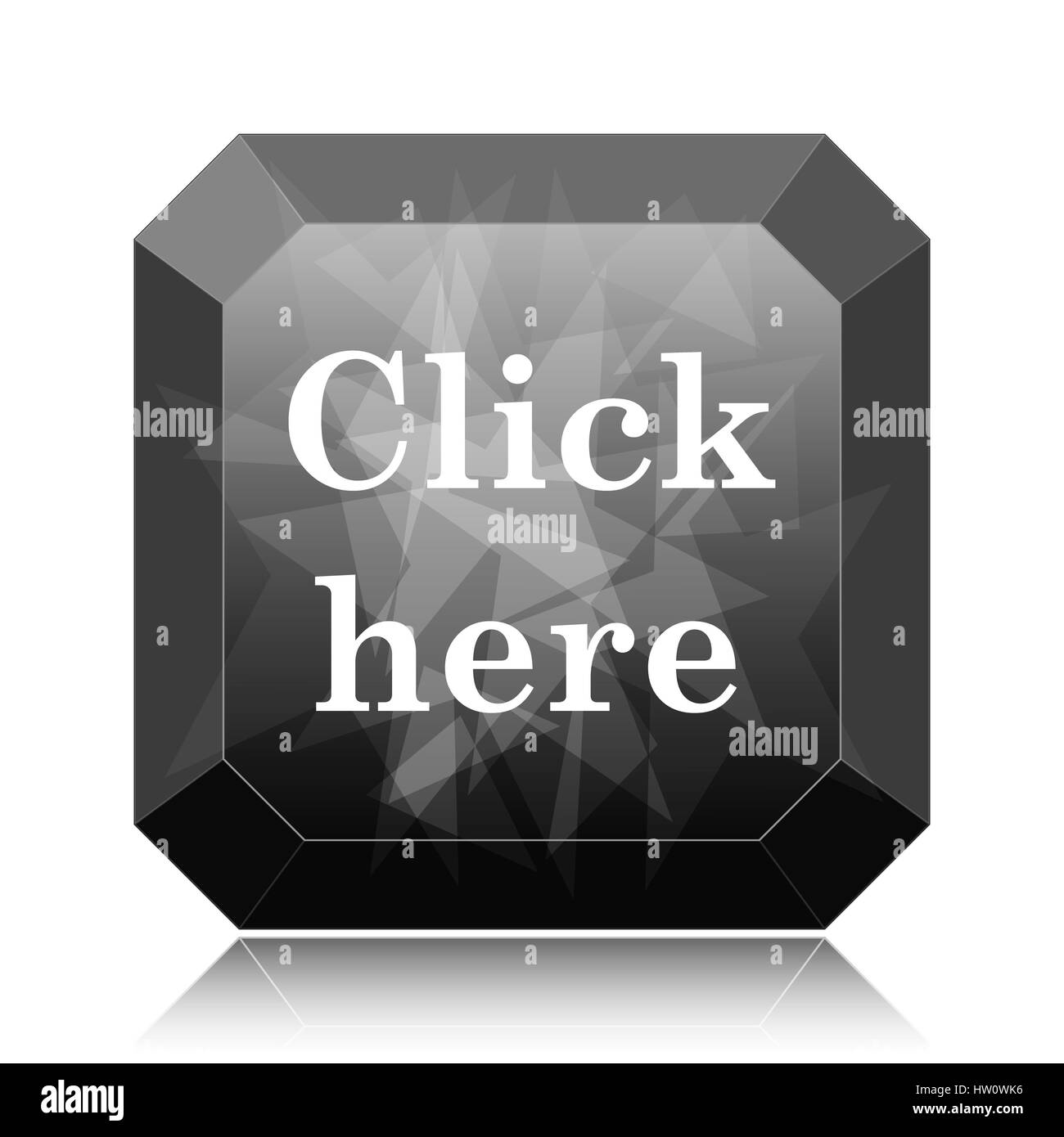 Click here icon, black website button on white background Stock Photo