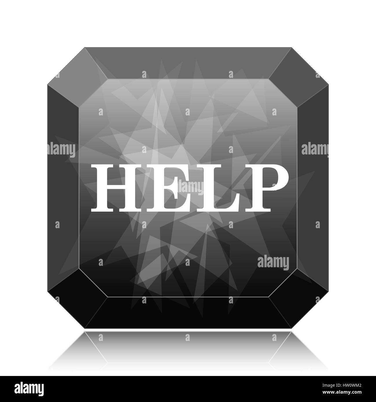 Help icon, black website button on white background Stock Photo - Alamy