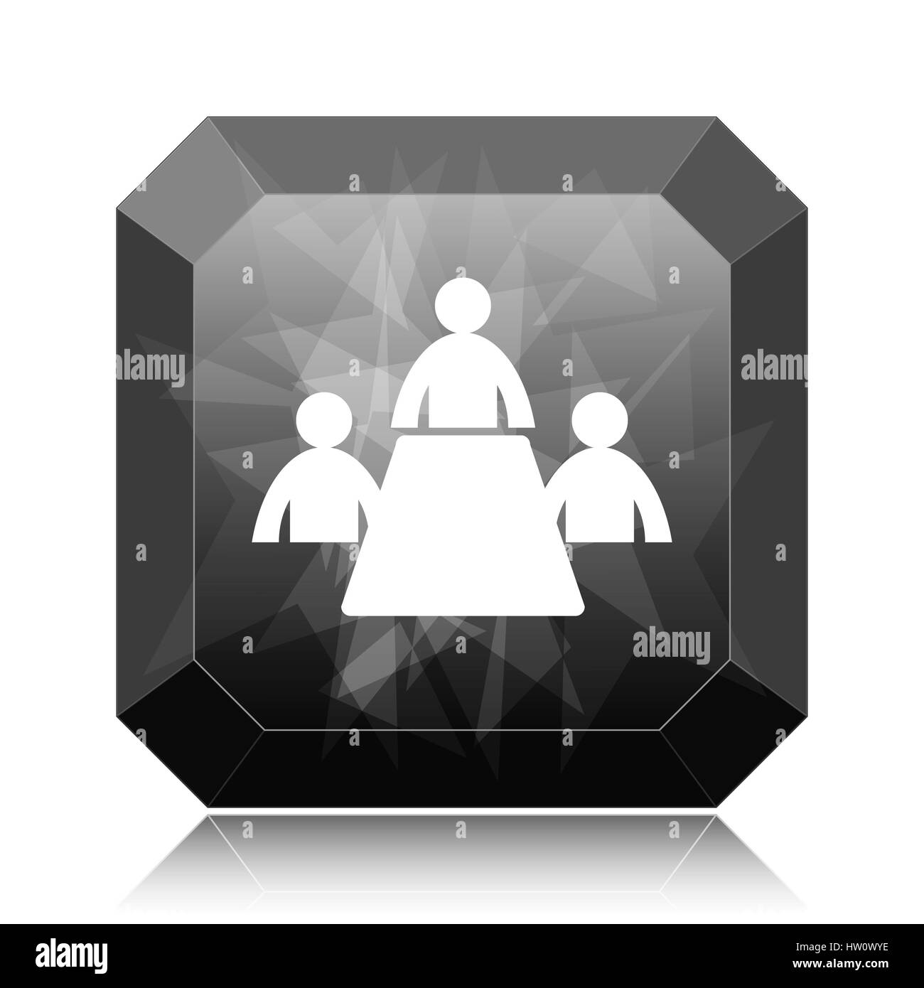Meeting room icon, black website button on white background. Stock Photo