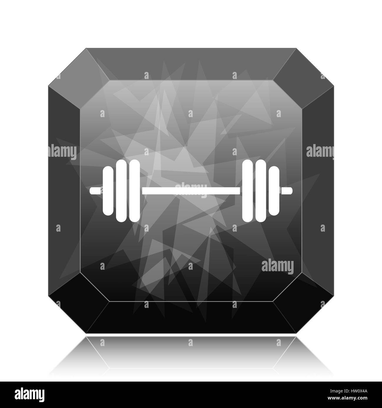 Weightlifting icon, black website button on white background Stock