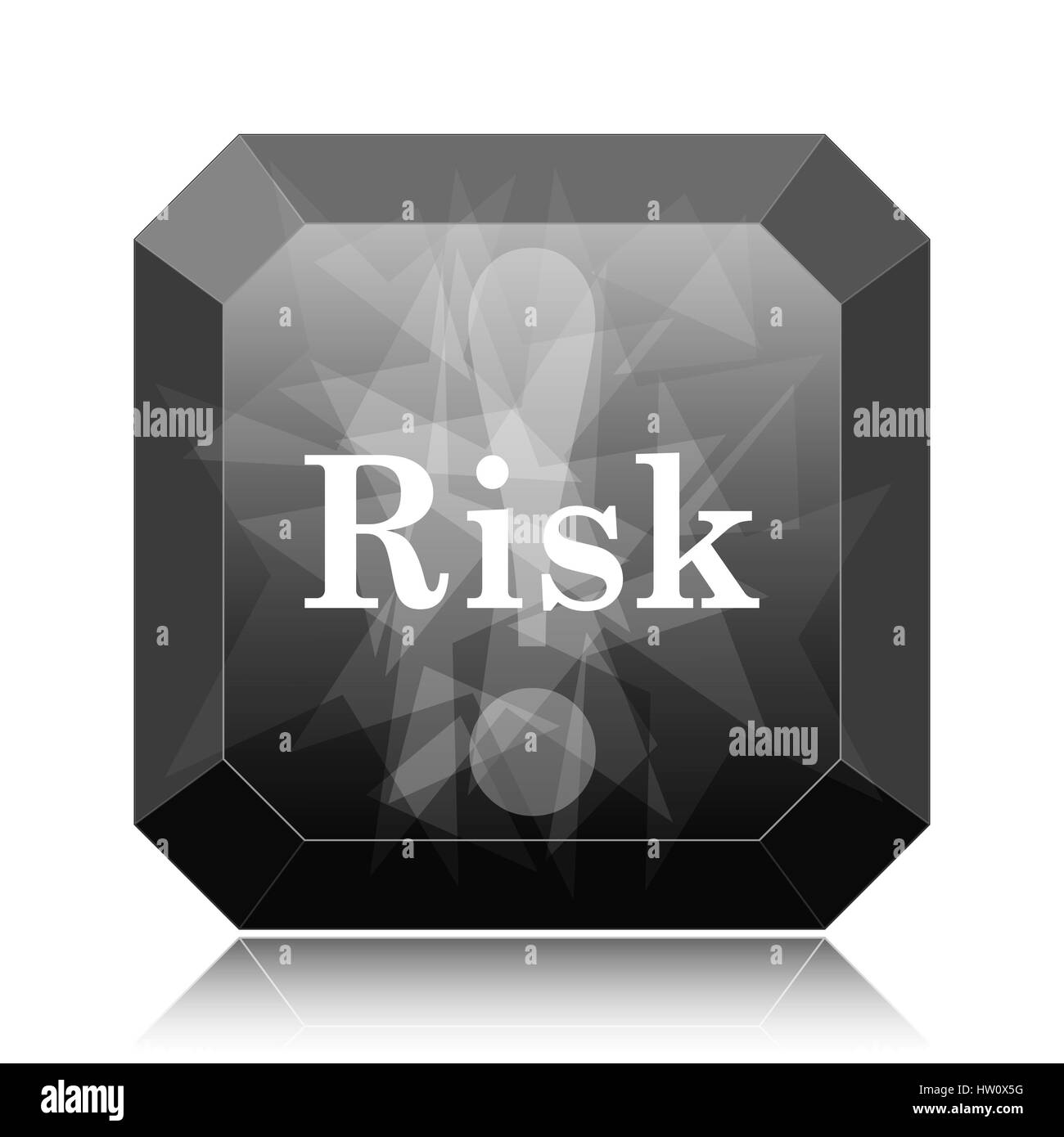 Risk icon, black website button on white background Stock Photo - Alamy
