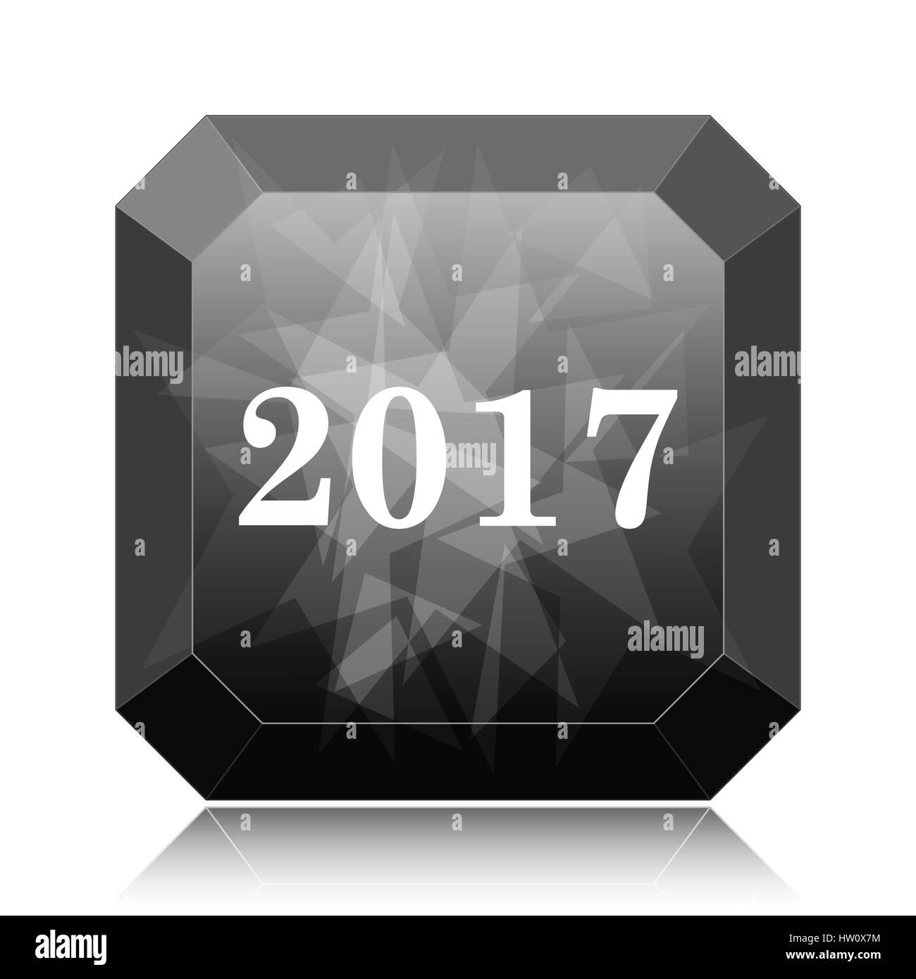 Year 2017 icon, black website button on white background. Stock Photo