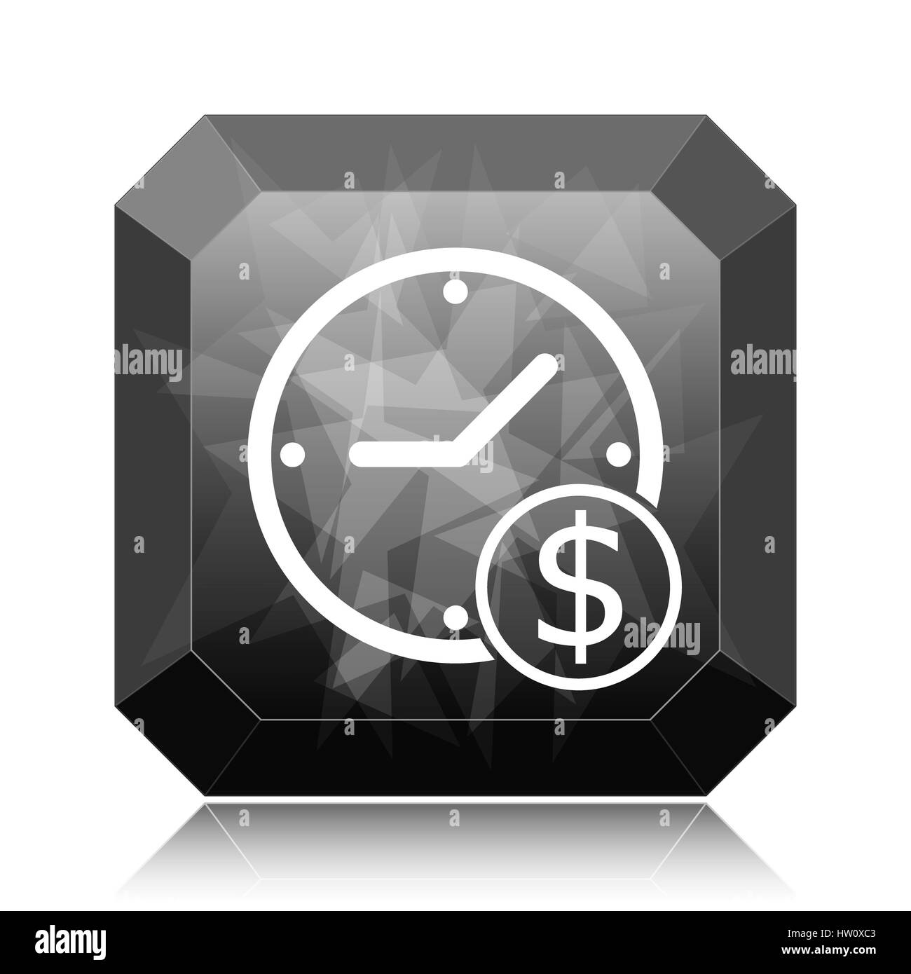 Time is money icon, black website button on white background Stock ...
