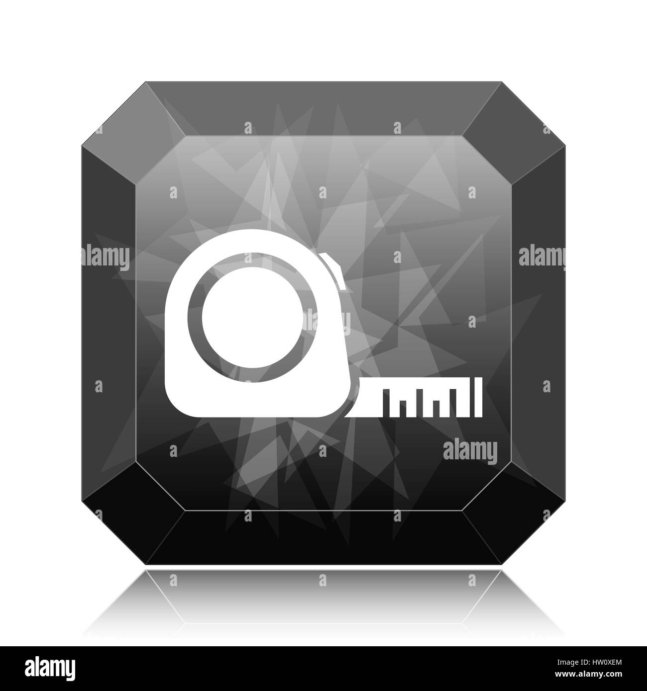 Tape measure icon, black website button on white background Stock Photo ...