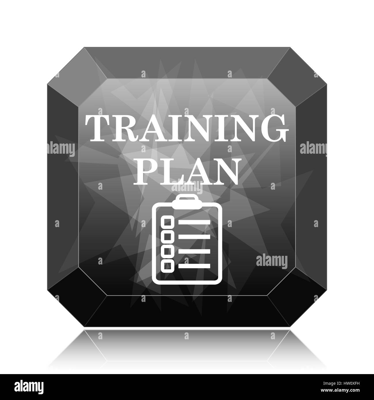 Training plan icon, black website button on white background Stock ...