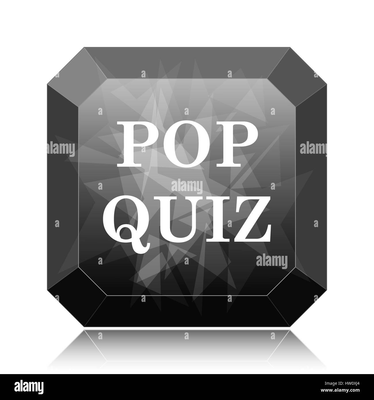 Pop quiz icon, black website button on white background. Stock Photo