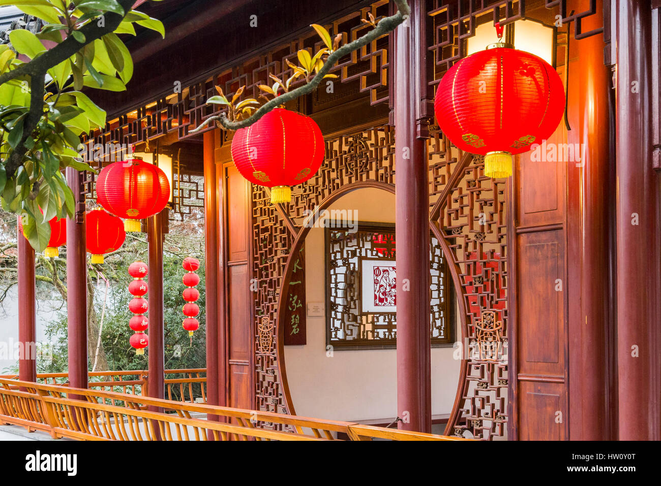 Chinese lanterns, Dr Sun Yat Sen Classical Chinese Garden Stock Photo