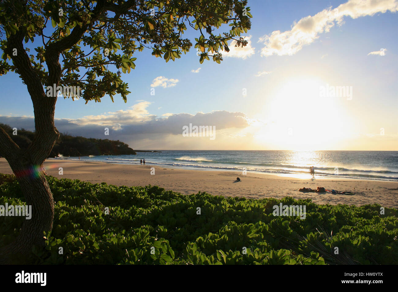 Hapuna Beach on Big Island before sunset Stock Photo
