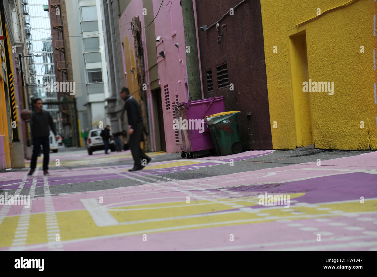 Urban leaisure concept bright basketball court Vancouver Stock Photo