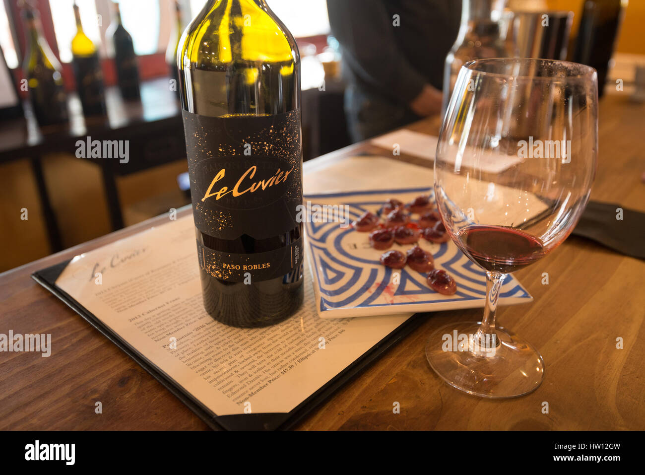 Le Cuvier Winery located in Paso Robles, California known for it's spacious tasting room for wine tasting. Stock Photo