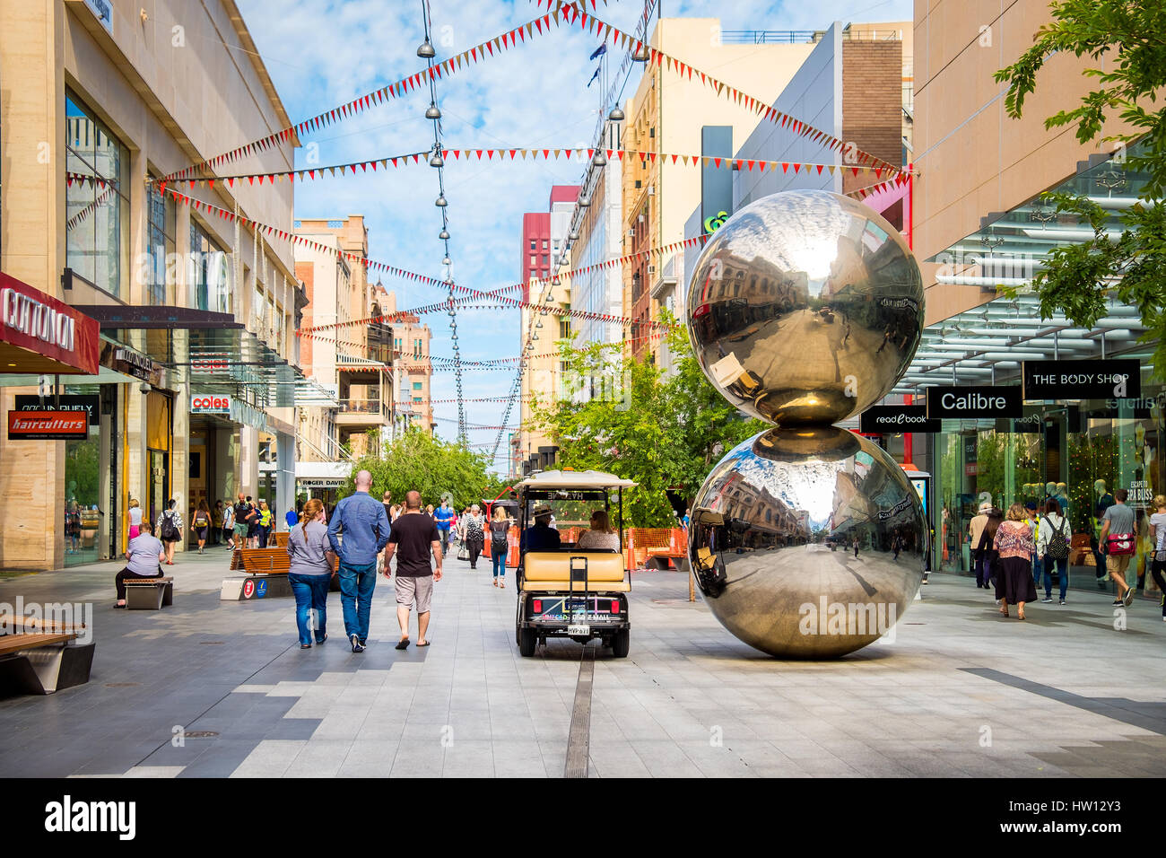 Adelaide, Australia November 11, 2016 Rundle Mall and famous balls