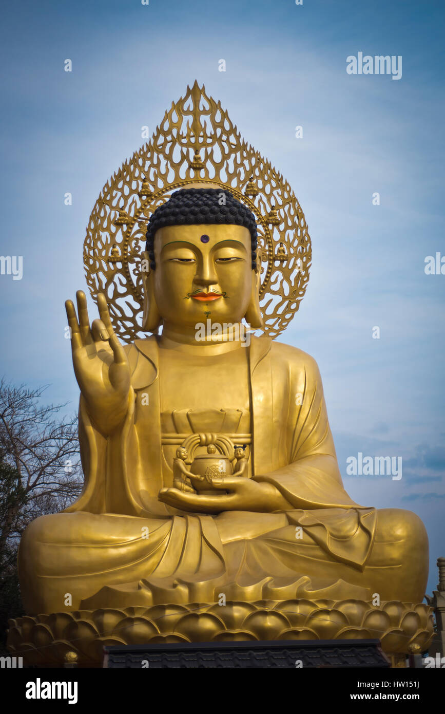 Giant golden sitting buddha Stock Photo - Alamy