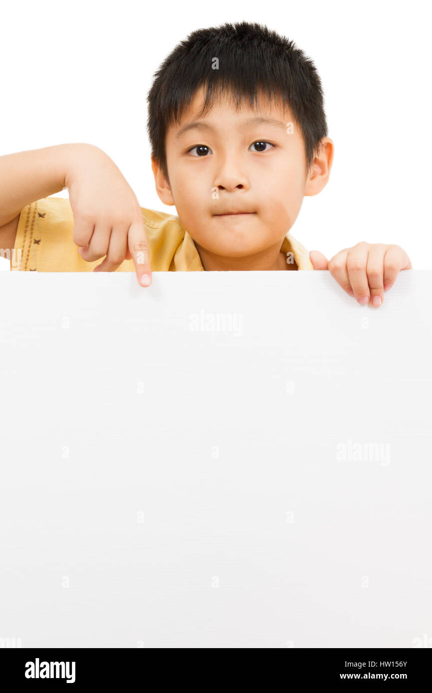Asian Chinese Little Boy Holding blank white board Stock Photo - Alamy