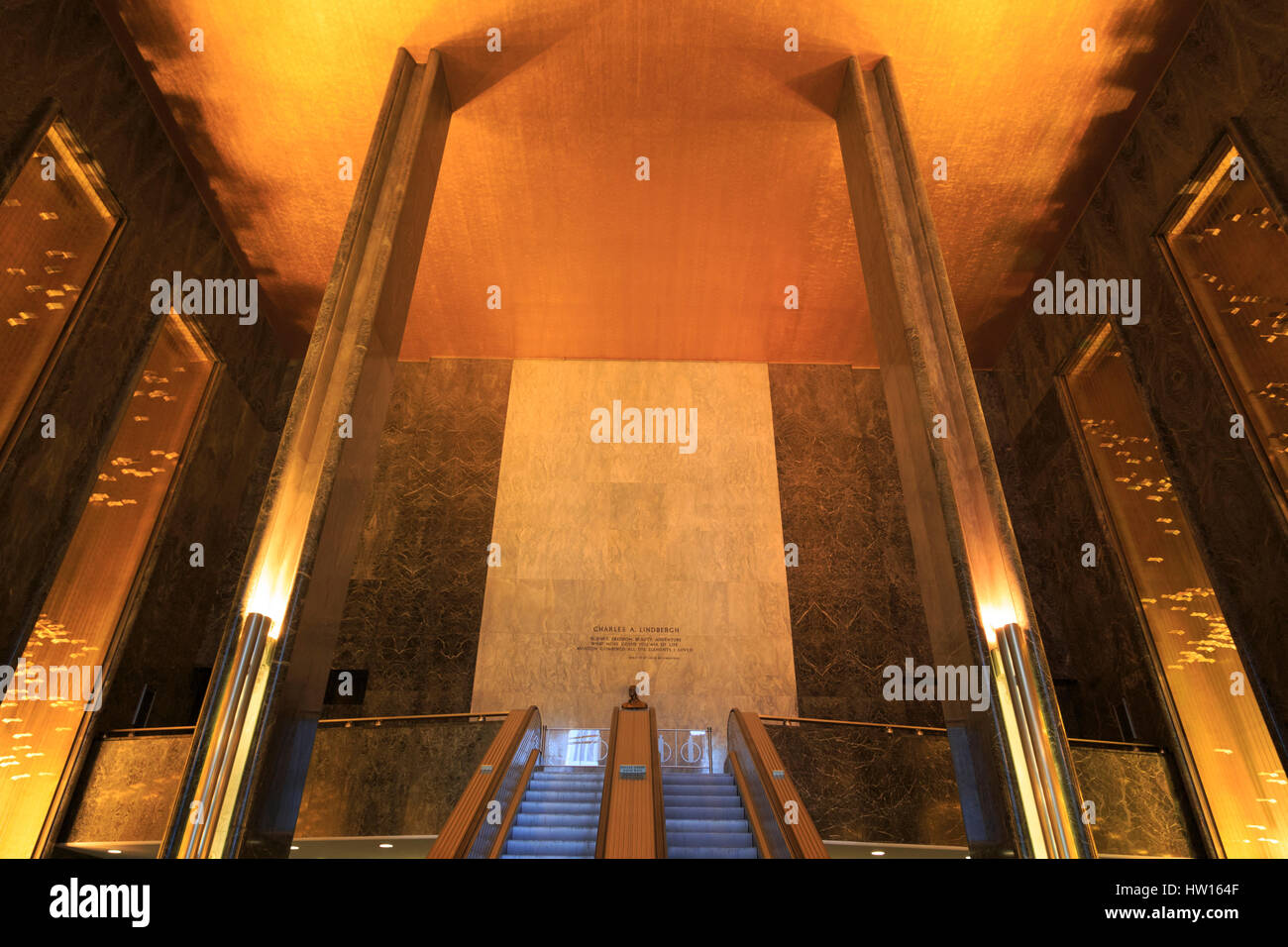 USA, New York, New York City, Manhattan, Rockefeller Center, Lobby of Main Building Stock Photo