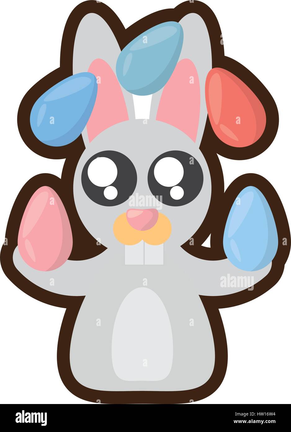 cartoon easter bunny many eggs colored Stock Vector Image & Art - Alamy